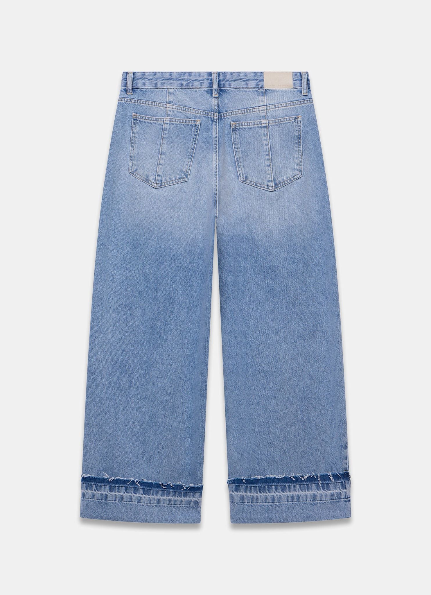 Mid Indigo Turn Up Wide Jeans