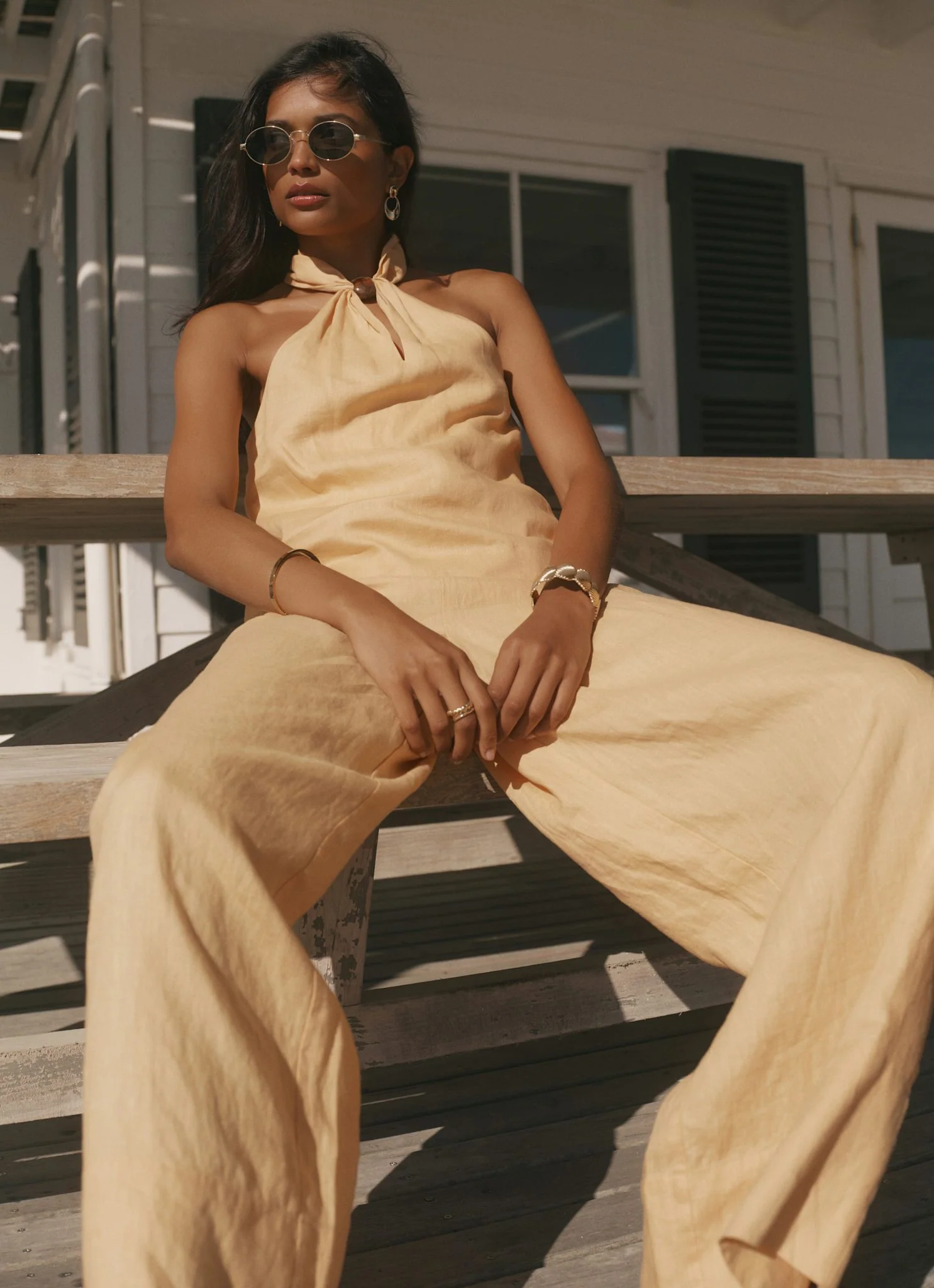 Yellow Linen Halter Top