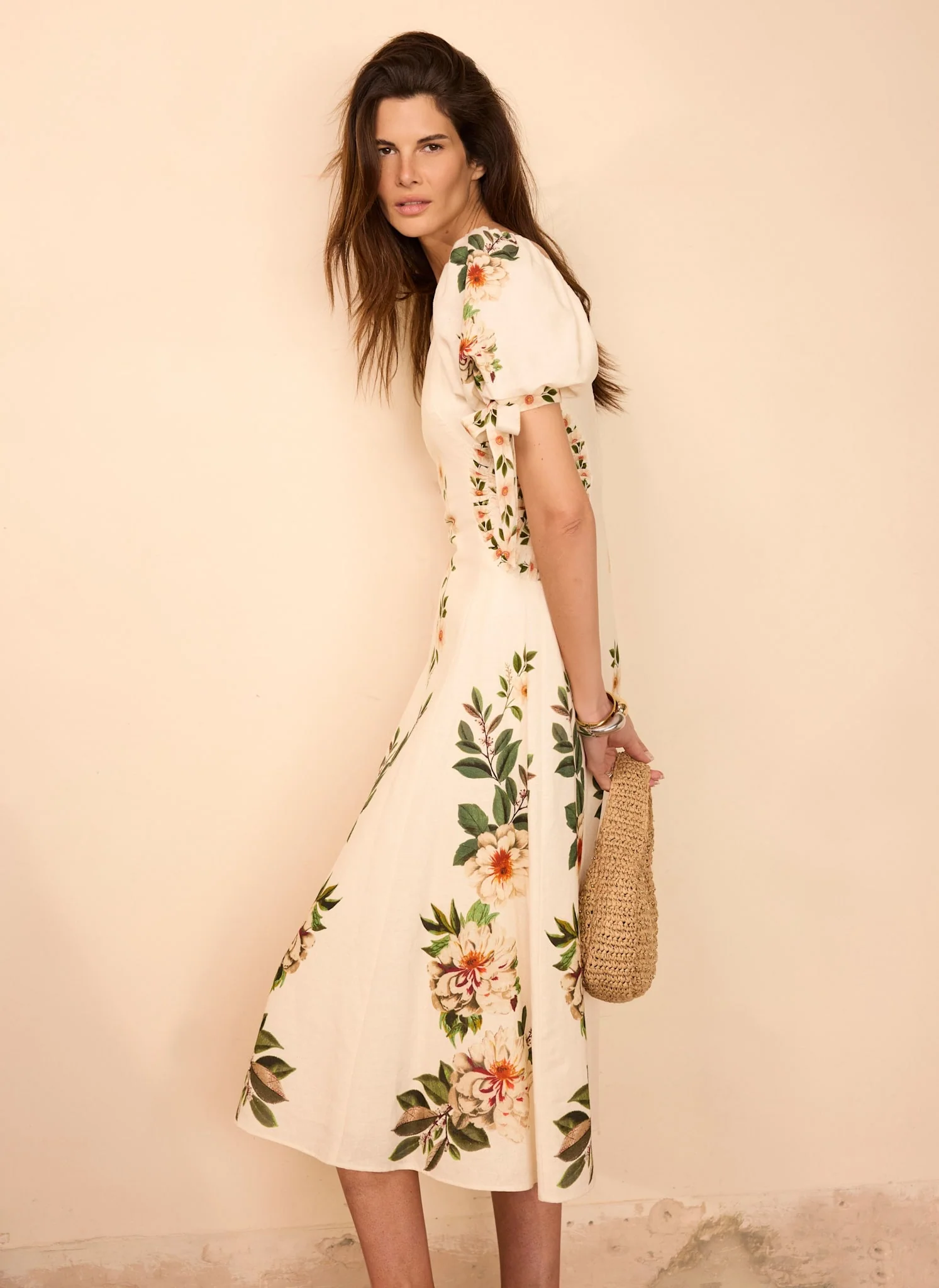 670-cream-linen-blend-floral-print-midi-dress-1.webp Cream Linen Blend Floral Print Midi Dress