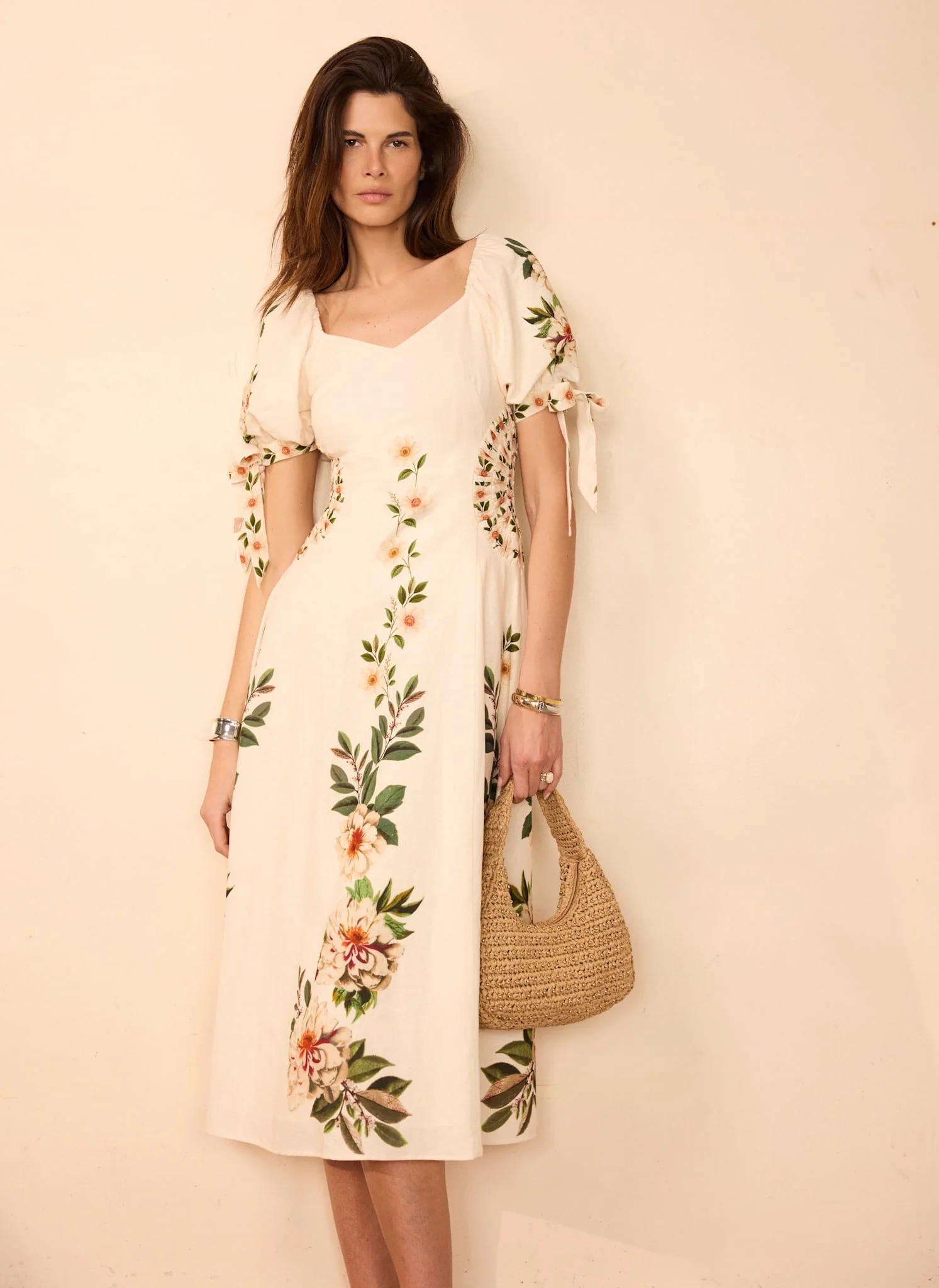 670-cream-linen-blend-floral-print-midi-dress-2.webp Cream Linen Blend Floral Print Midi Dress