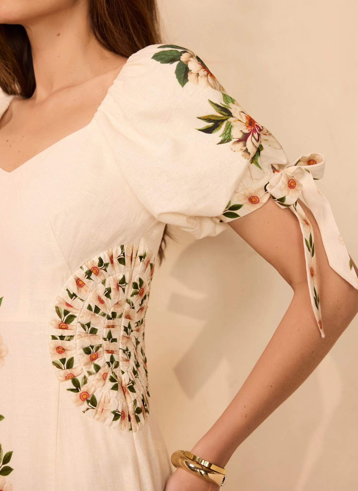 670-cream-linen-blend-floral-print-midi-dress-4.webp Cream Linen Blend Floral Print Midi Dress