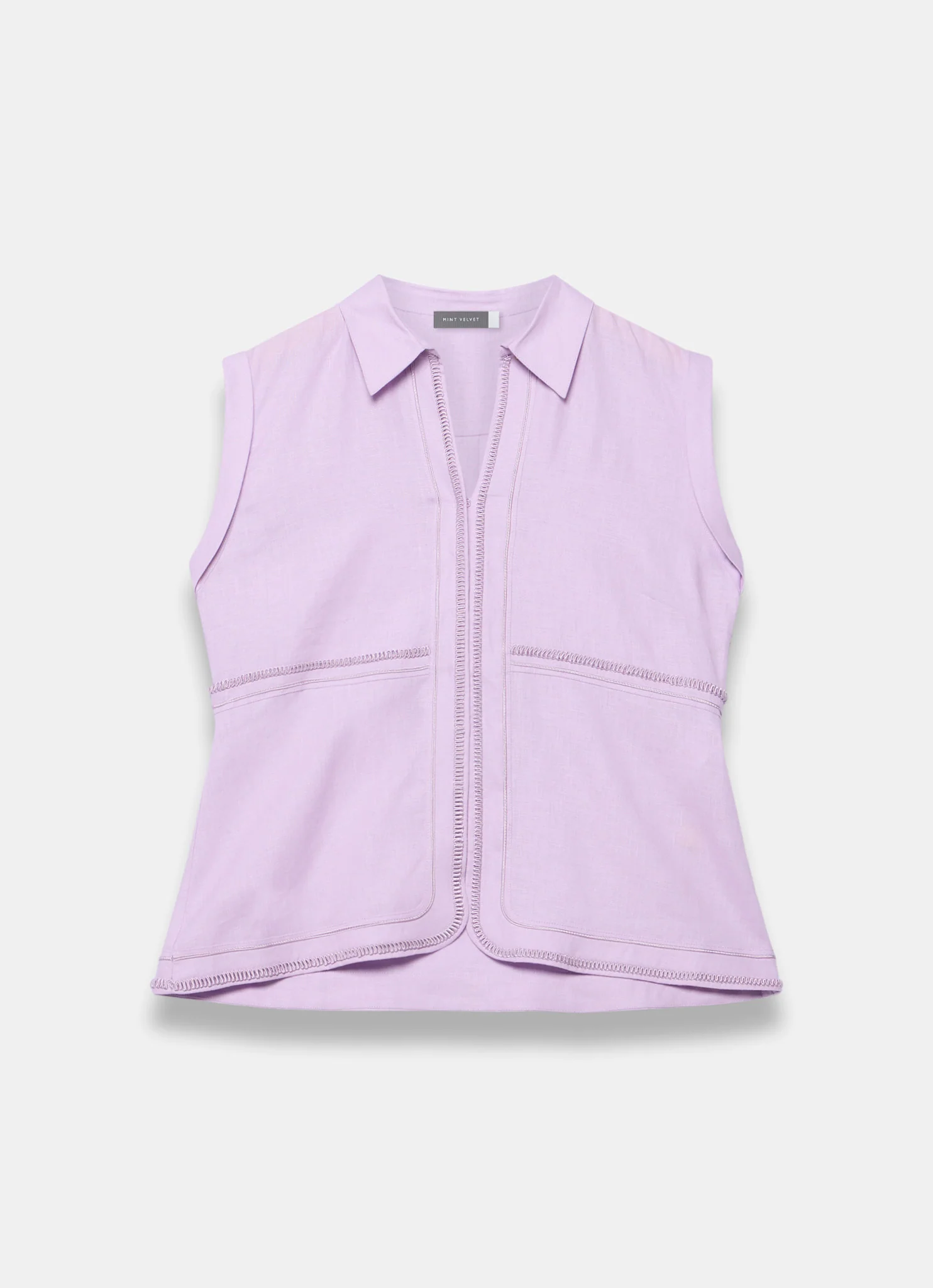 Lilac Linen Sleeveless Shirt
