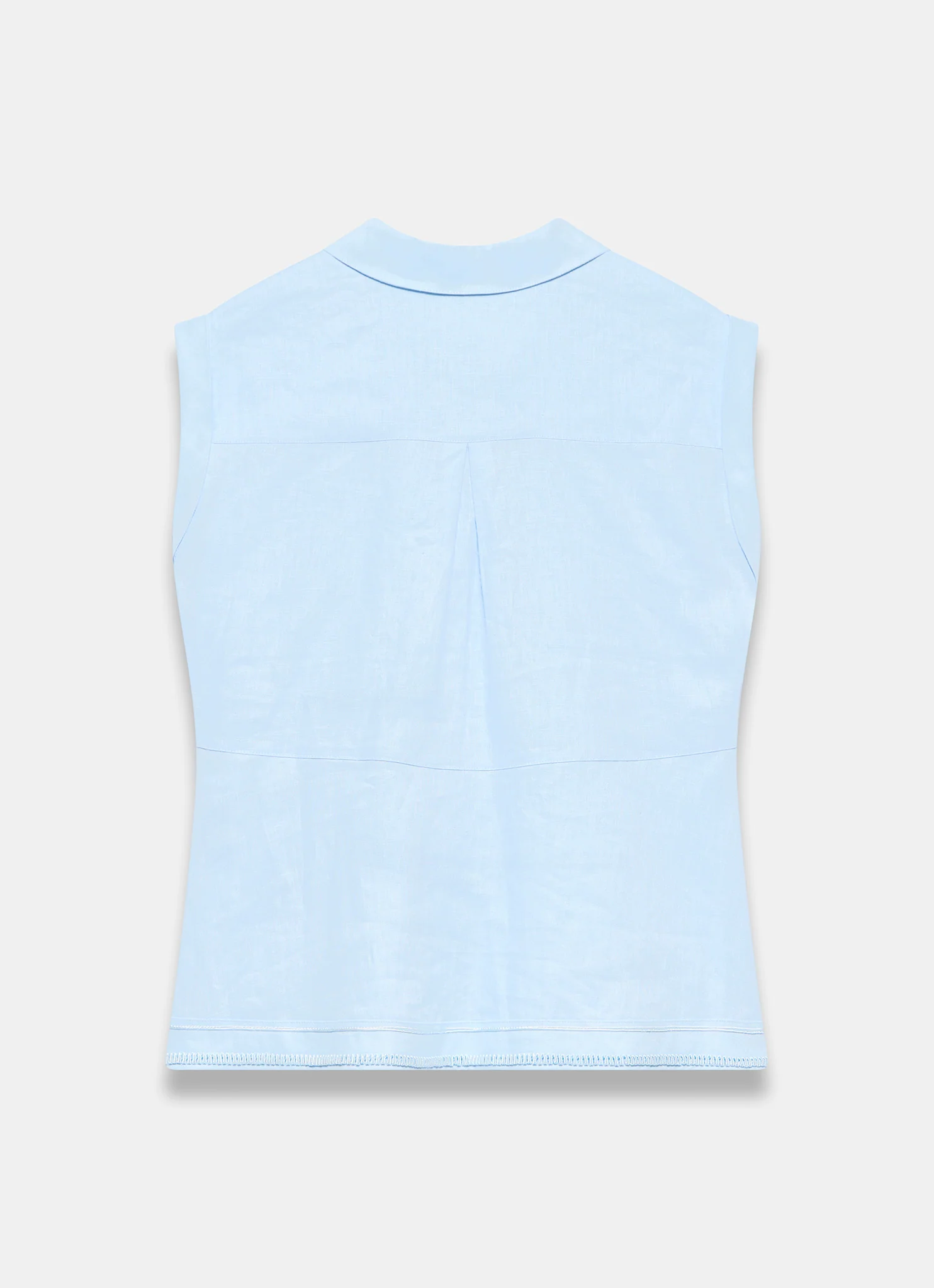 Pale Blue Linen Sleeveless Shirt