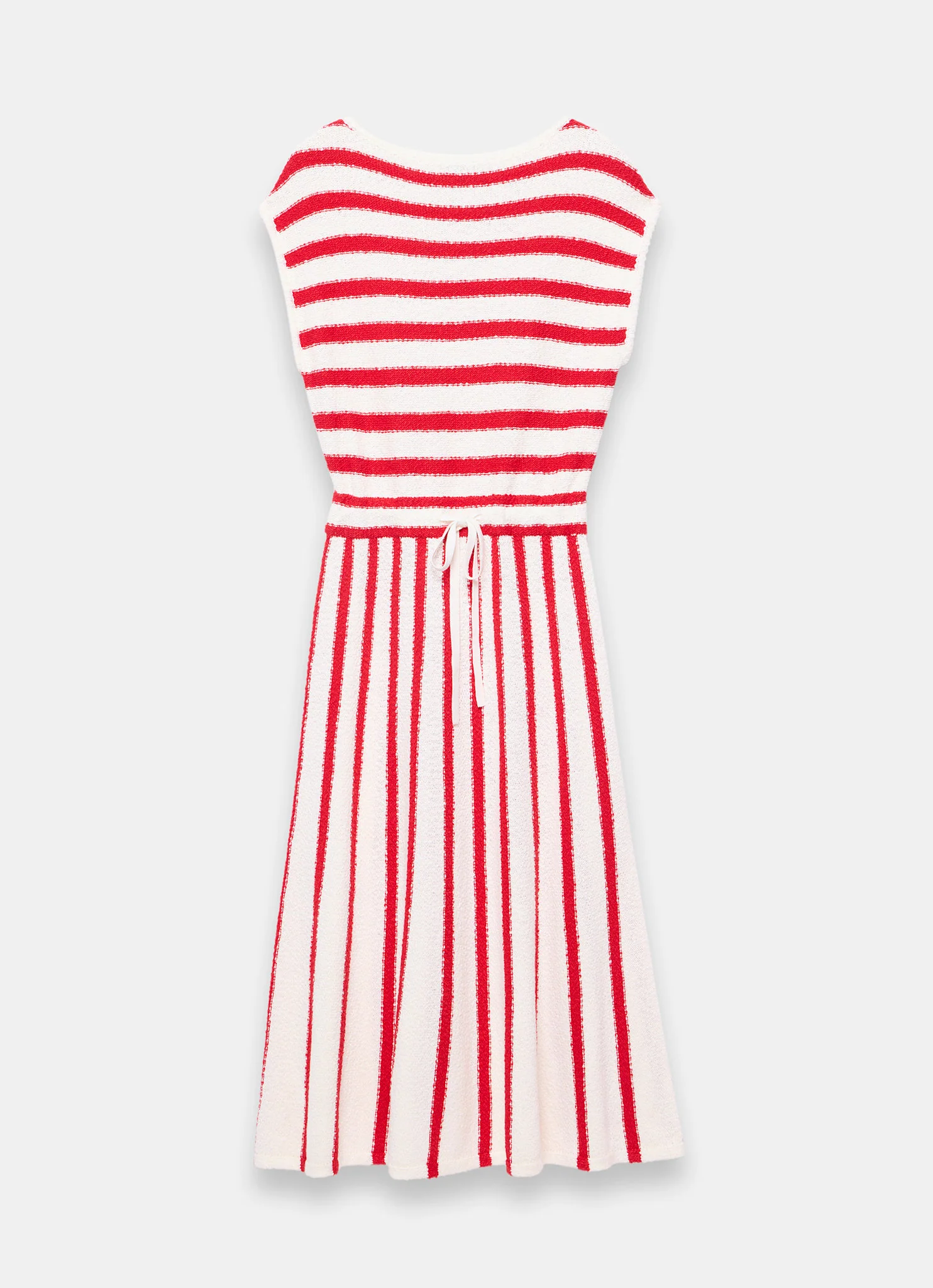 Red Striped Knit Midi Dress