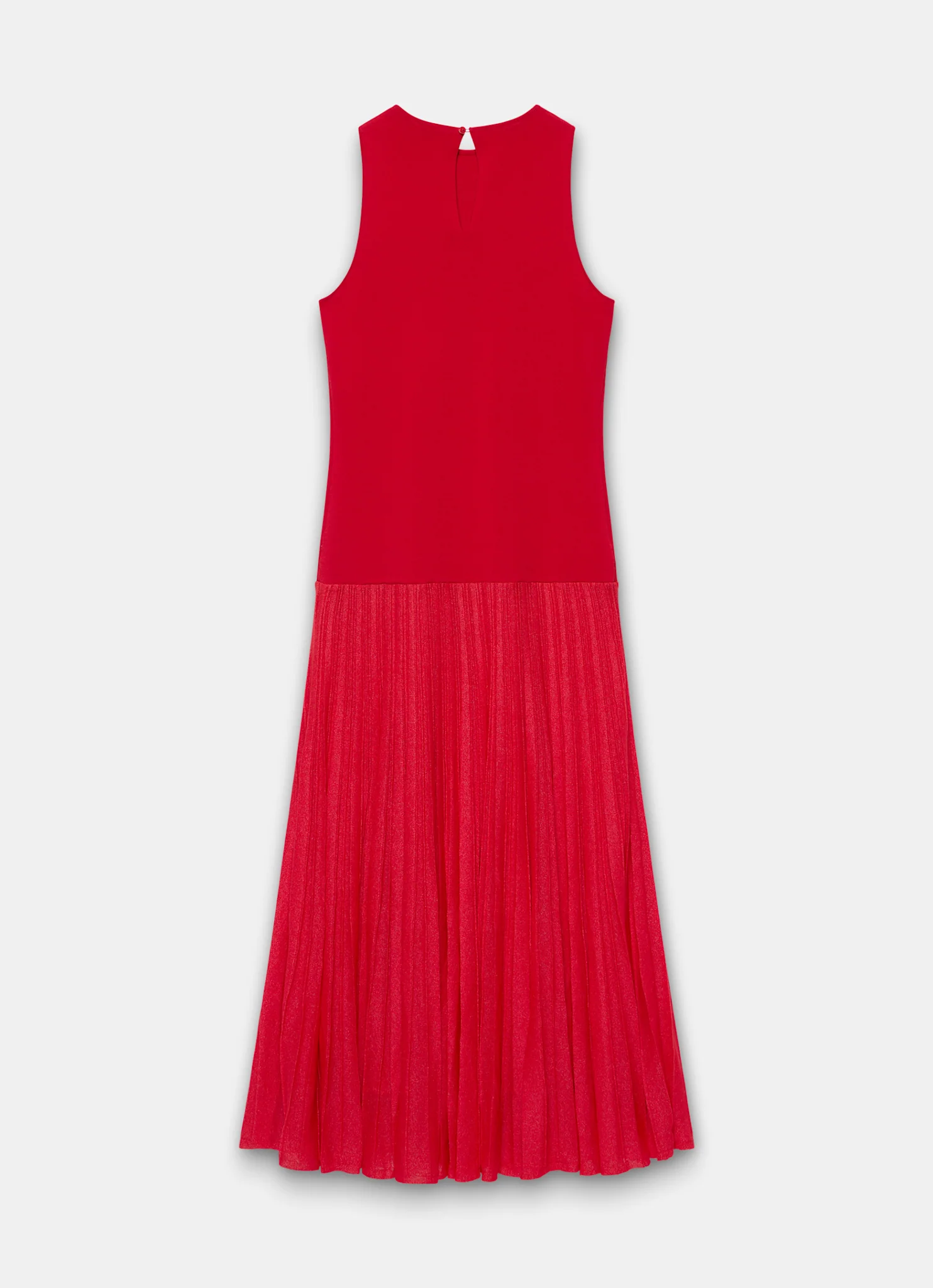 Red Knit Pleated Maxi Dress