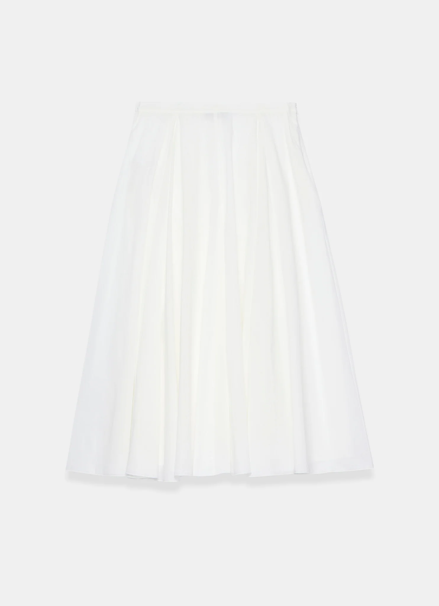 White Cotton Full Midi Skirt