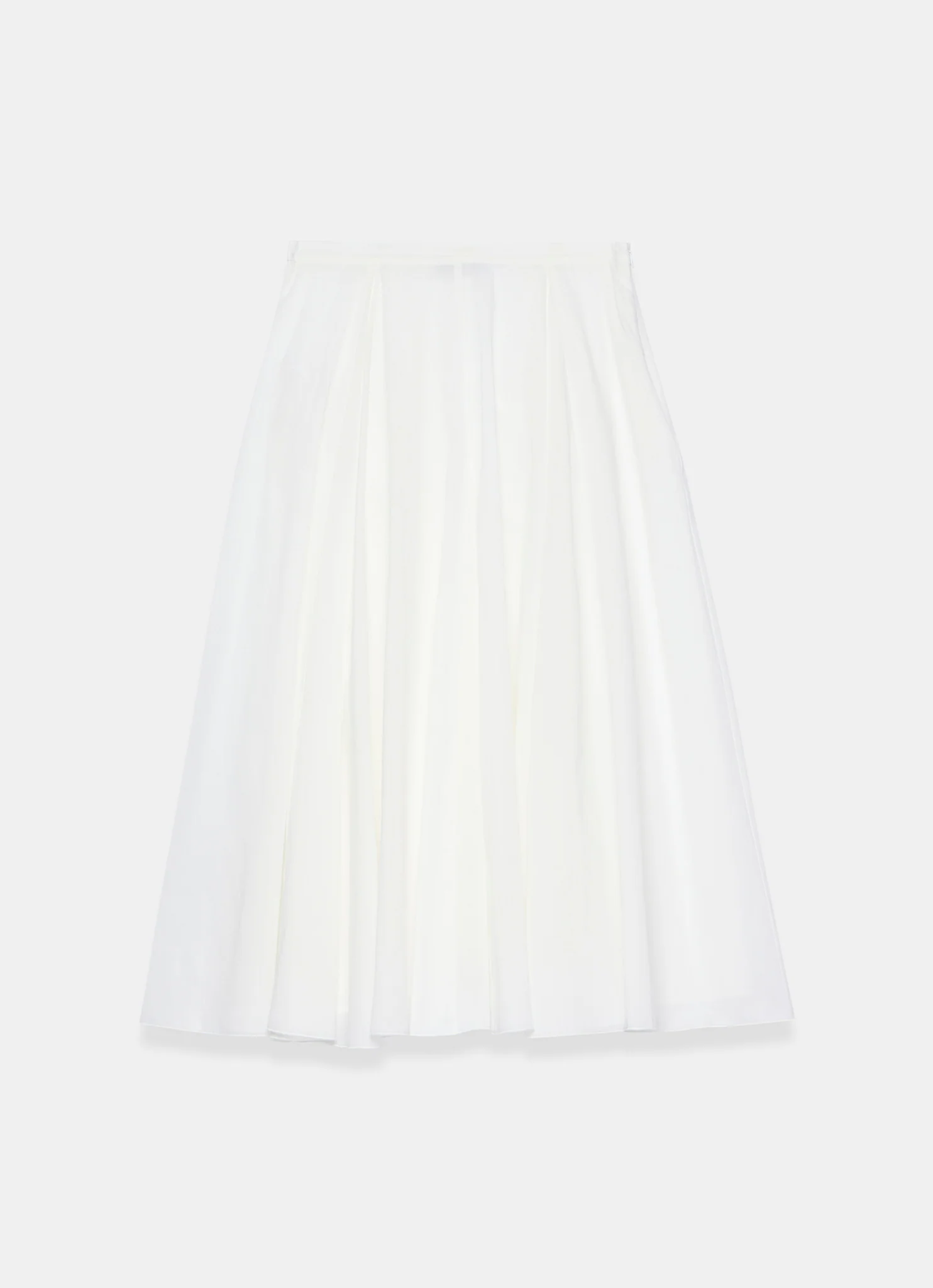 White Cotton Full Midi Skirt