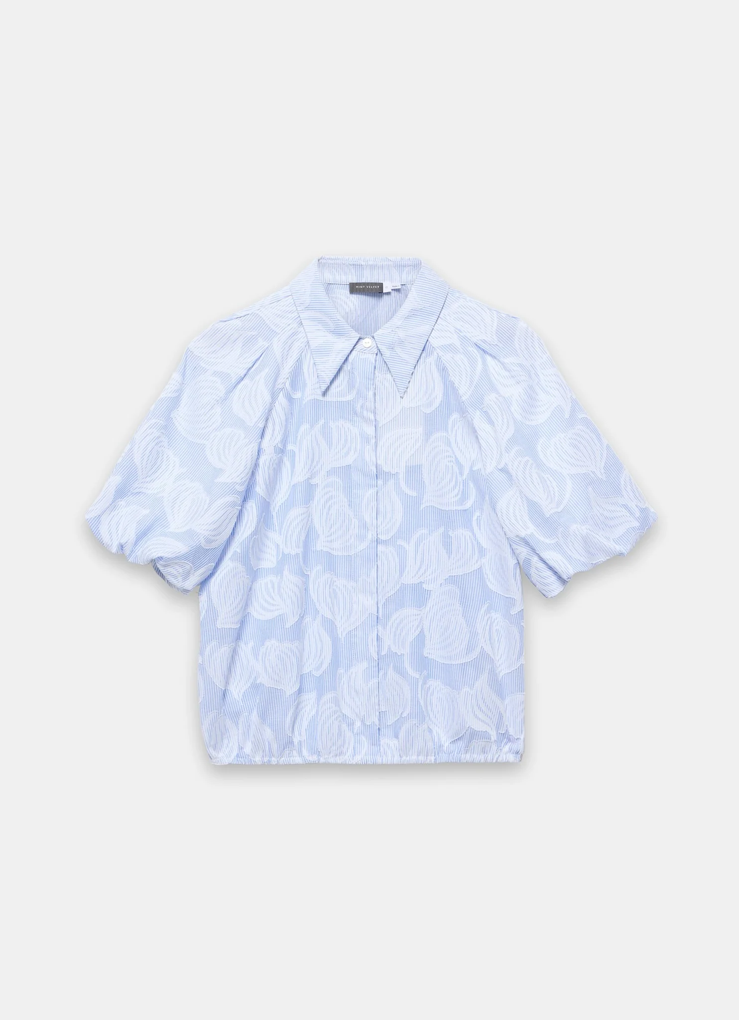 Blue Cotton Jacquard Striped Shirt