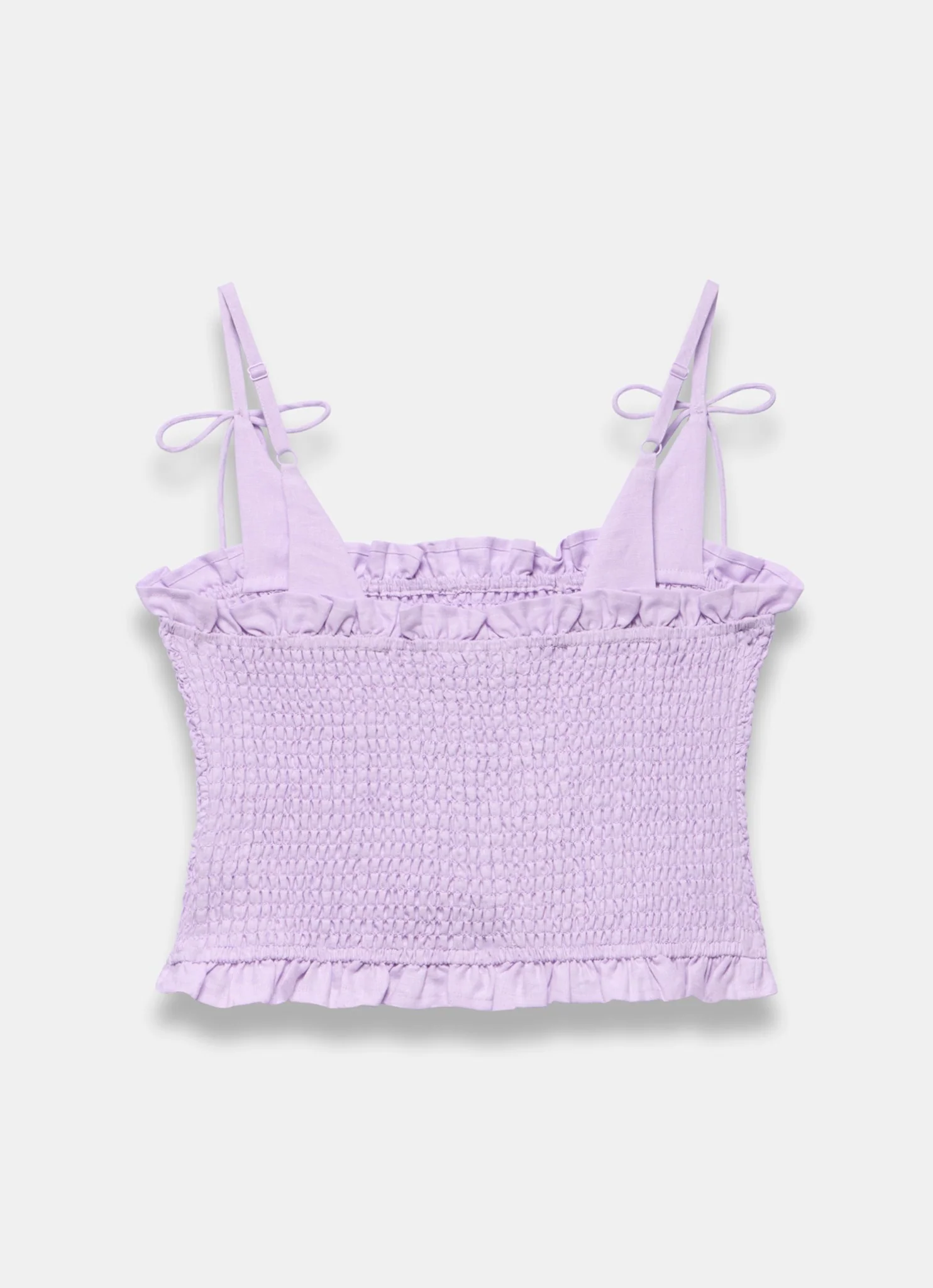 Lilac Linen Shirred Top