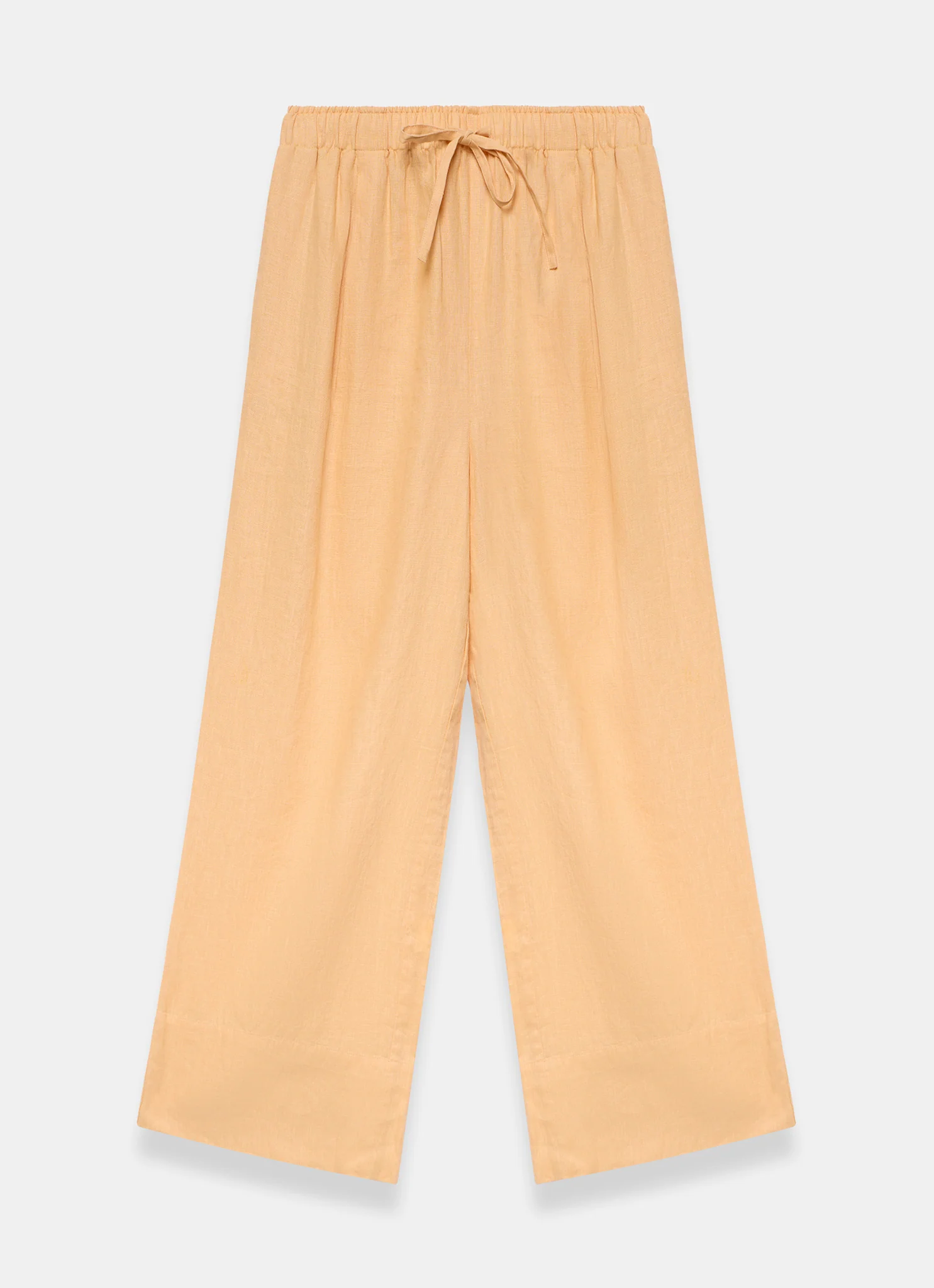 Yellow Linen Drawstring Wide Leg Trousers