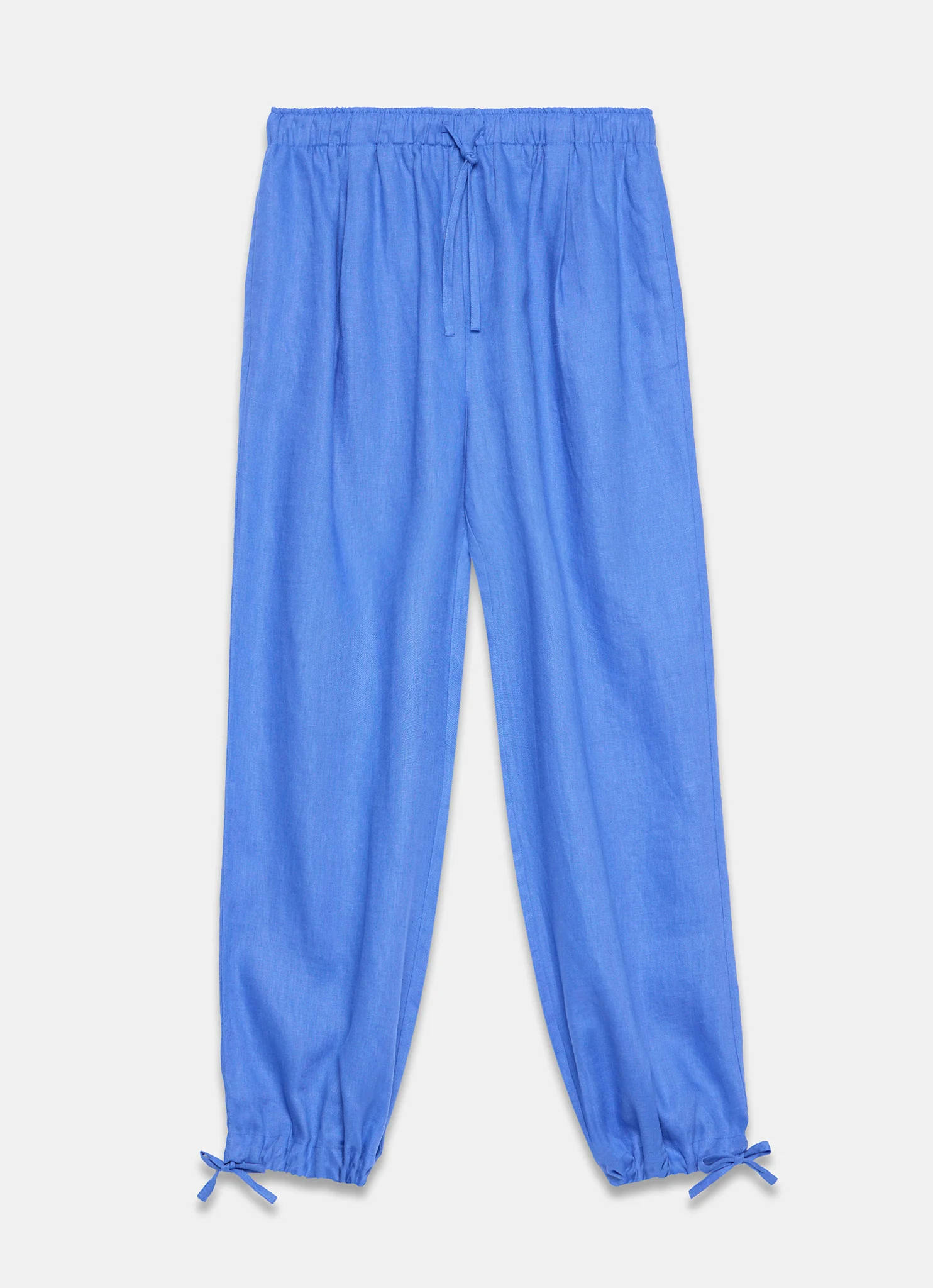 Blue Linen Balloon Trousers