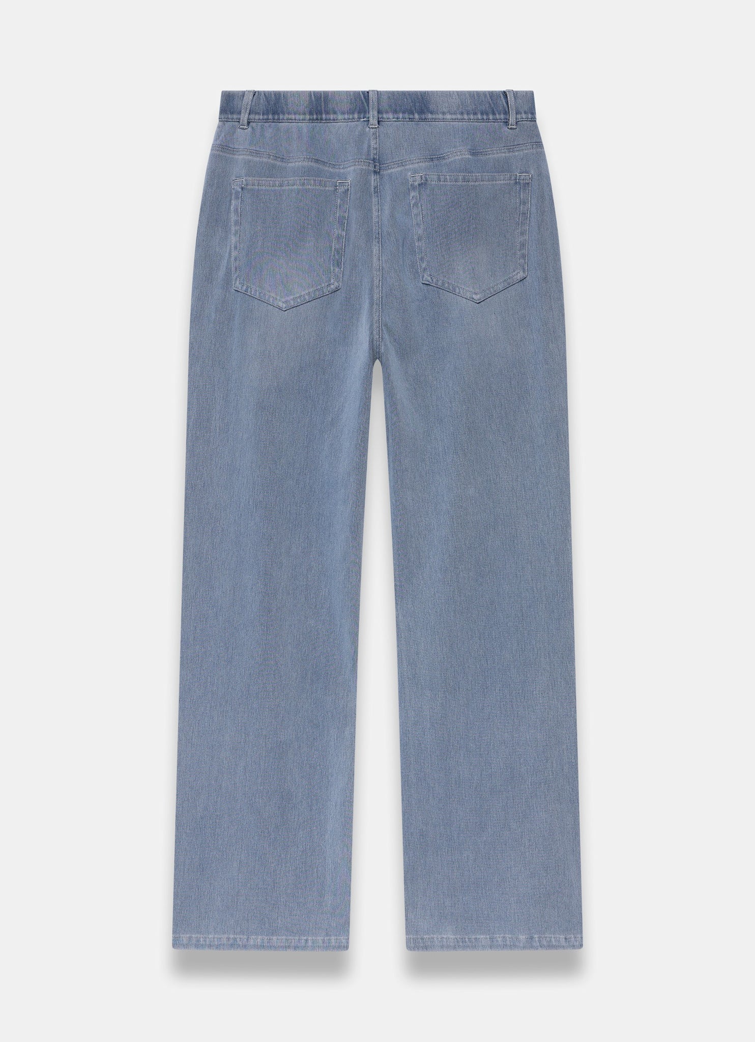 Mid Indigo Stretch Denim Wide Leg Travel Jeans