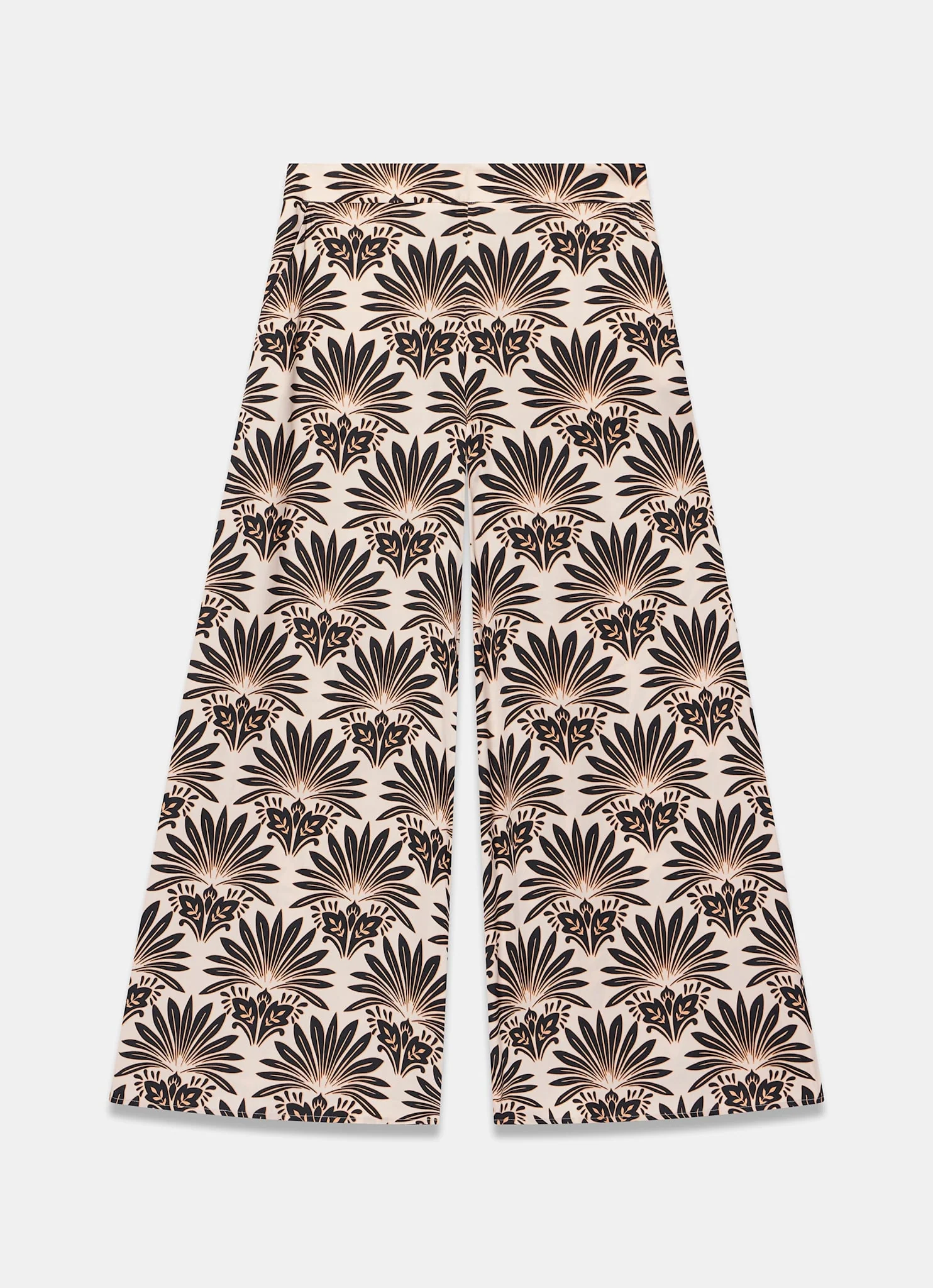 Neutral Satin Geo Print Wide Leg Trousers