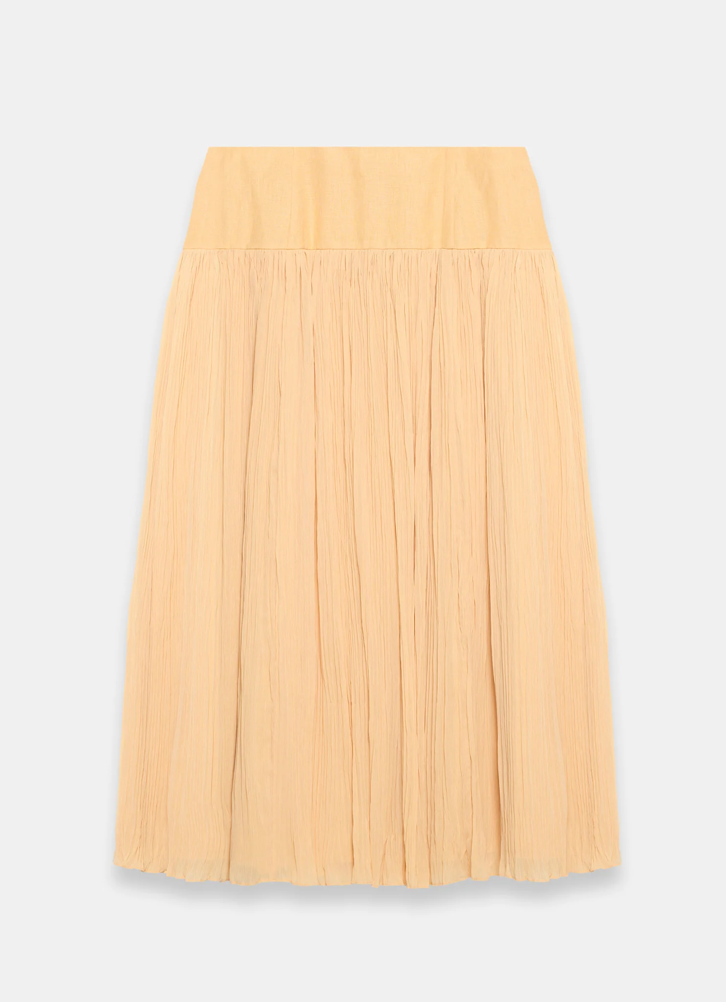Yellow Drop Waist Crinkle Midi Skirt