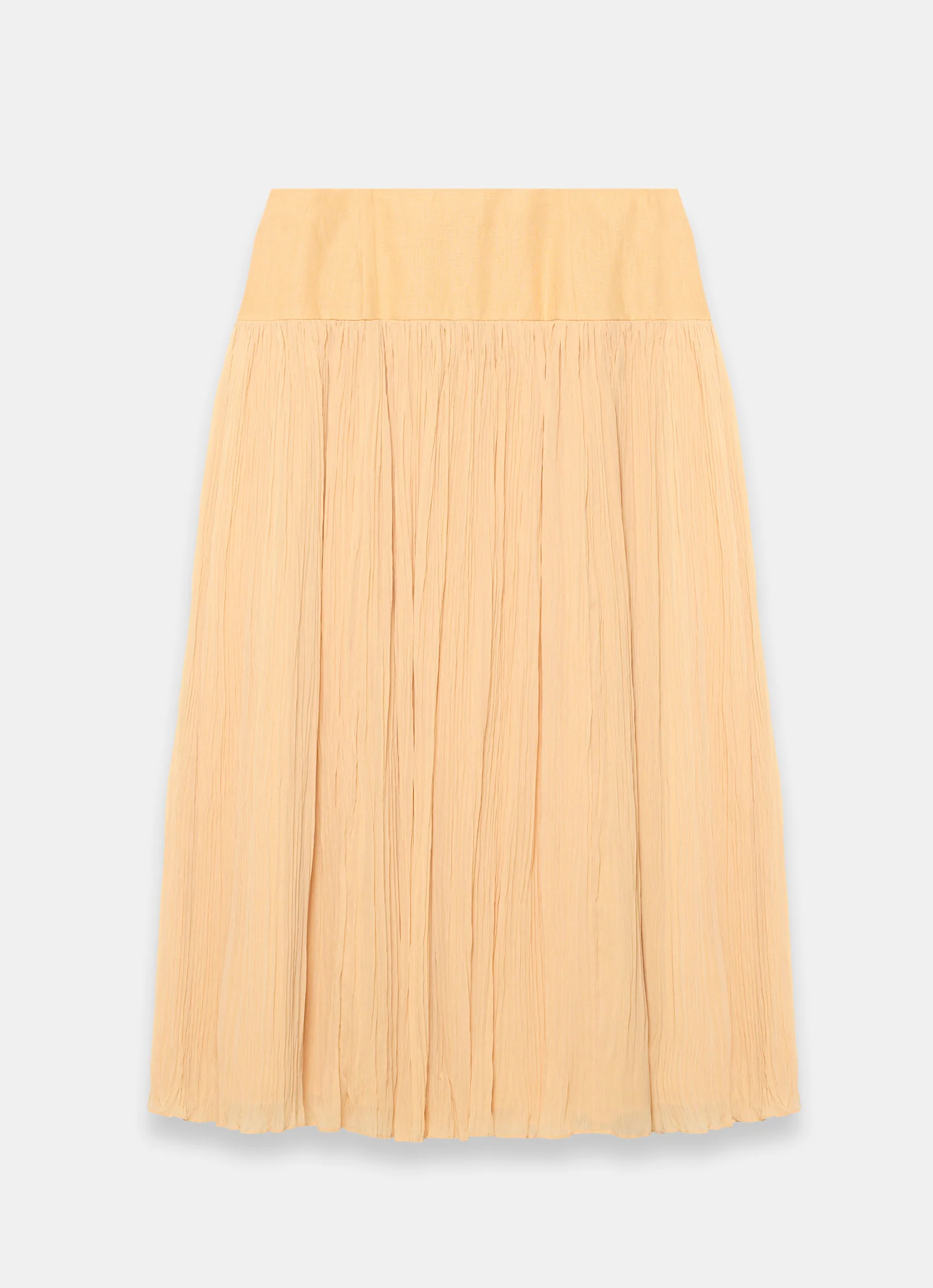 Yellow Drop Waist Crinkle Midi Skirt
