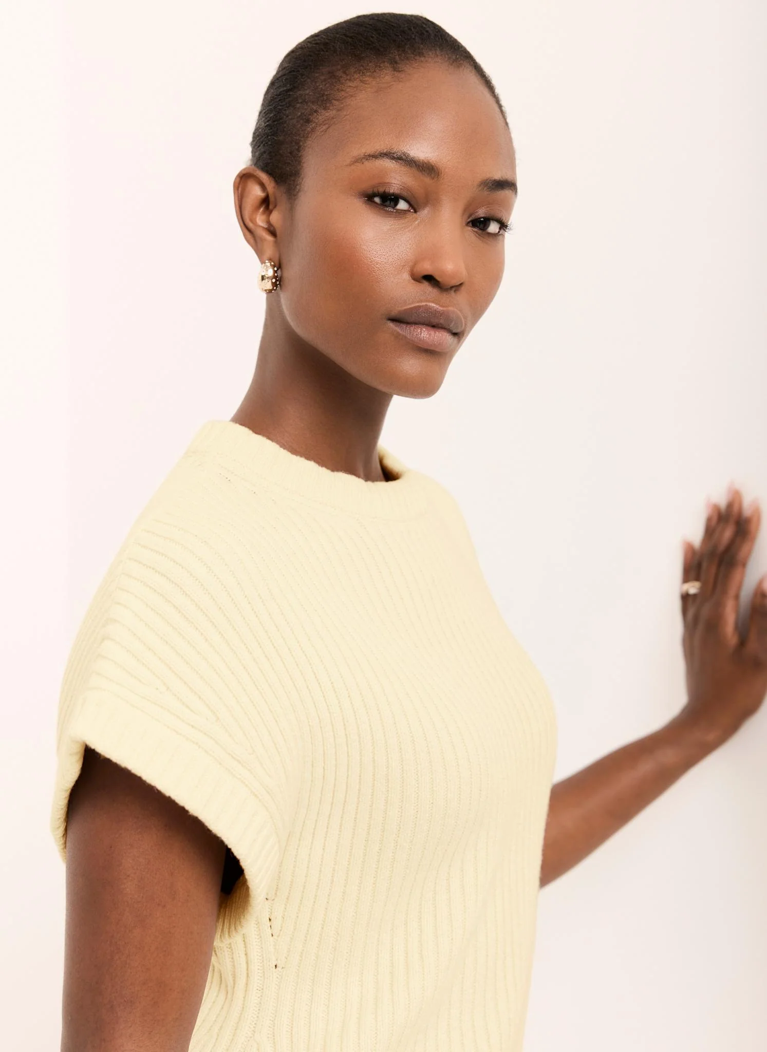 Butter Yellow Wool Blend Longline Knit Top