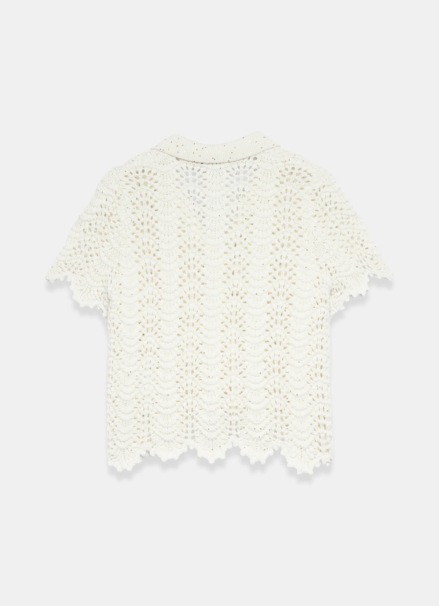 Cream Embellished Crochet Top
