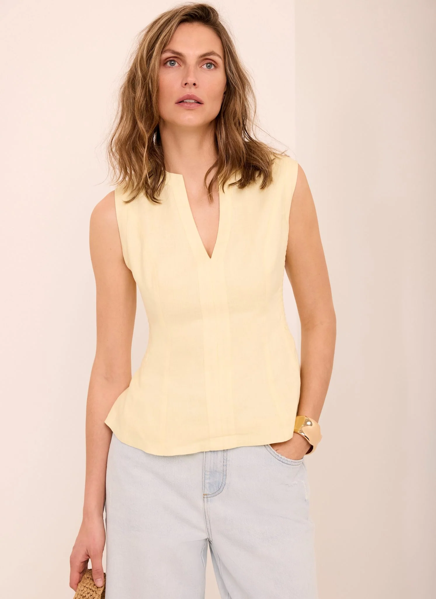 7144-yellow-linen-shirred-top-5.webp Yellow Linen Shirred Top