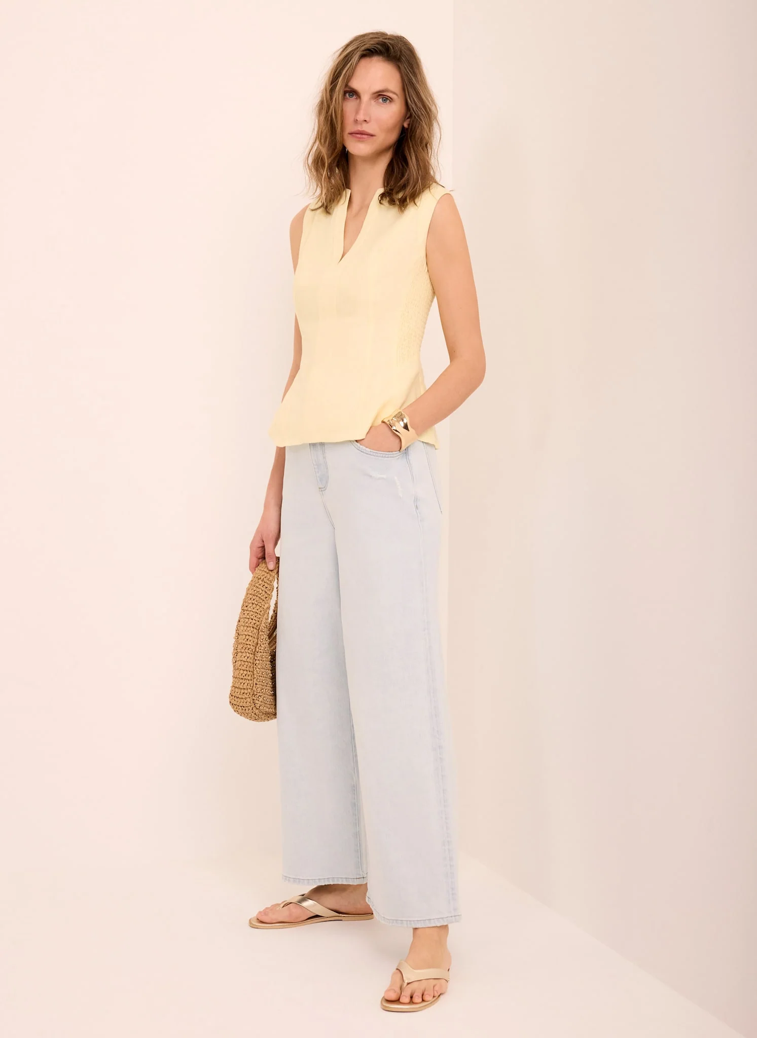 7144-yellow-linen-shirred-top-6.webp Yellow Linen Shirred Top