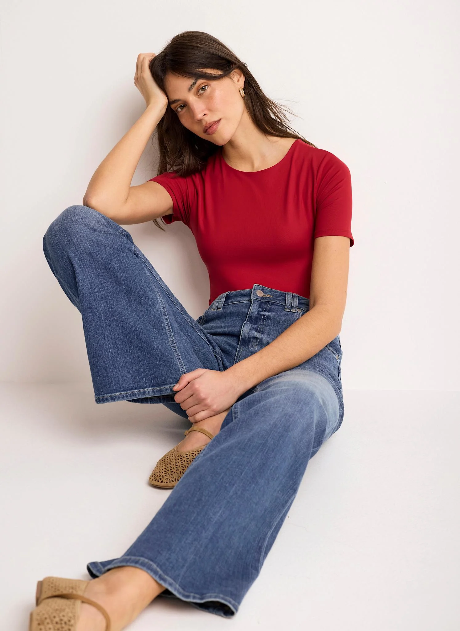 7158-red-short-sleeve-layering-top-1.webp Red Short Sleeve Layering Top