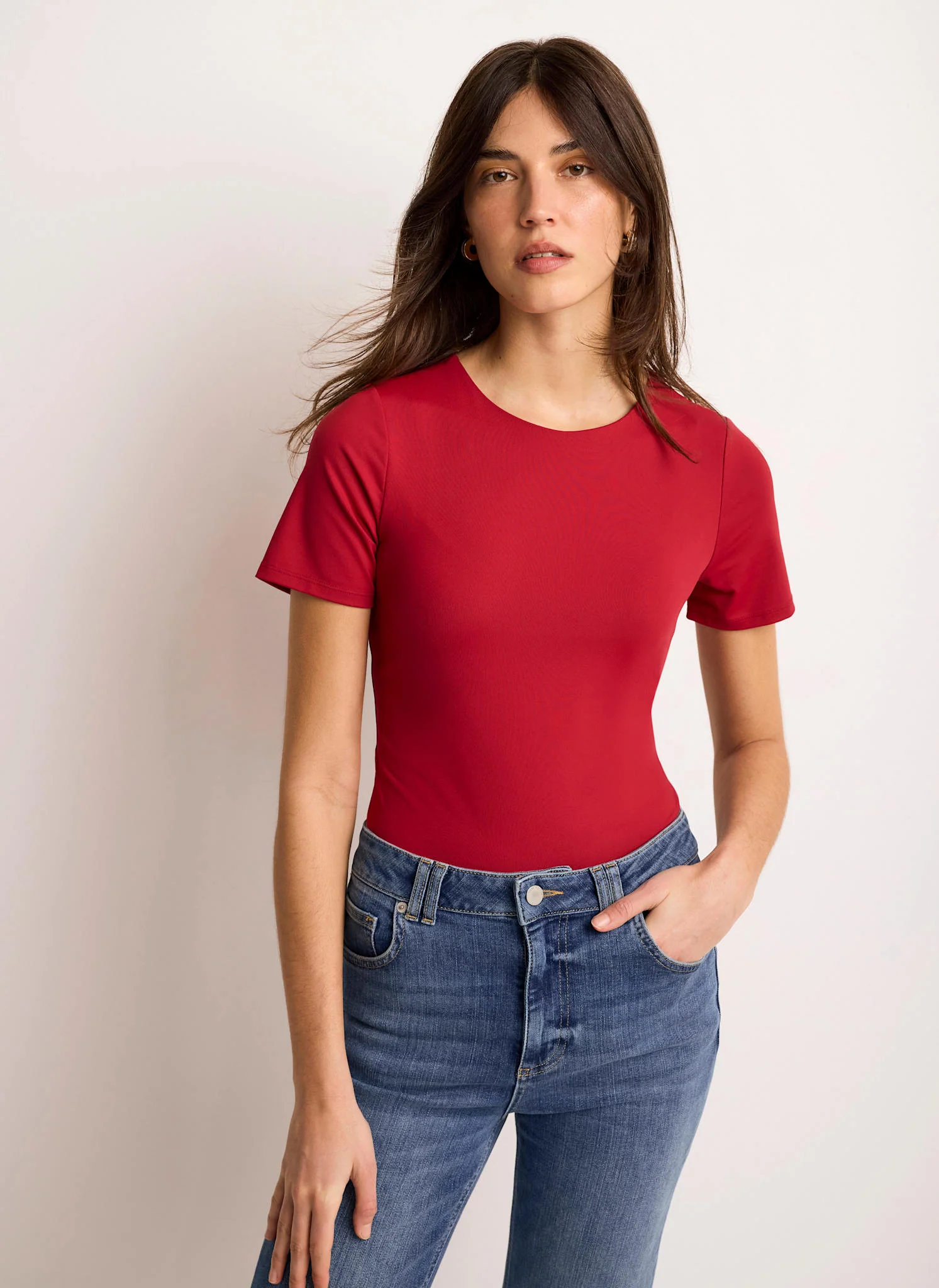 7158-red-short-sleeve-layering-top-2.webp Red Short Sleeve Layering Top