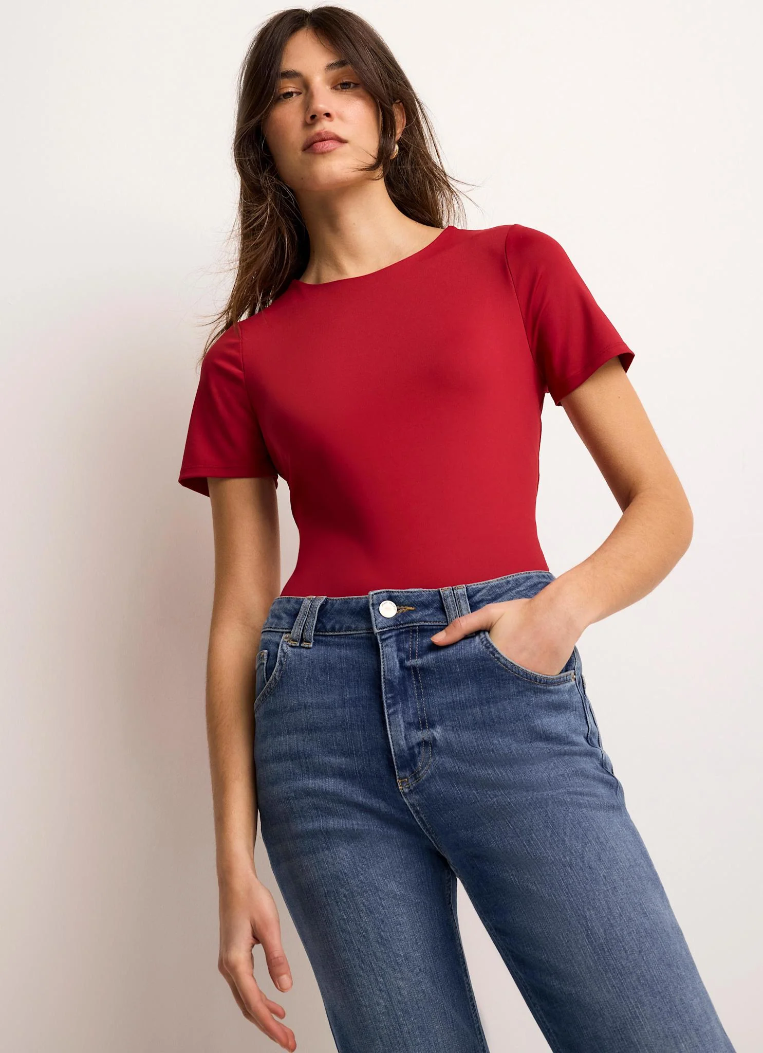 7158-red-short-sleeve-layering-top-3.webp Red Short Sleeve Layering Top