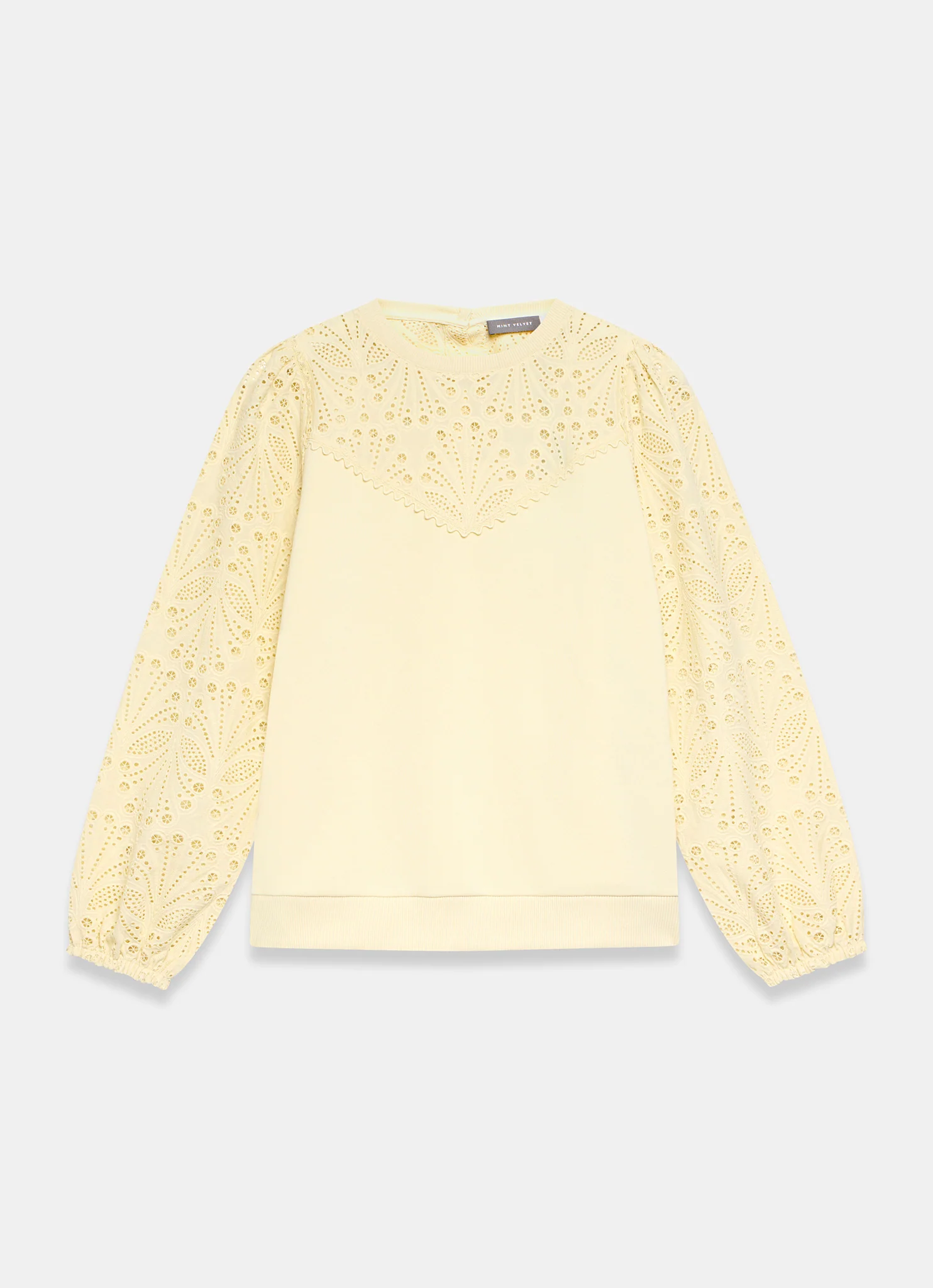 Yellow Cotton Blend Broderie Sweatshirt