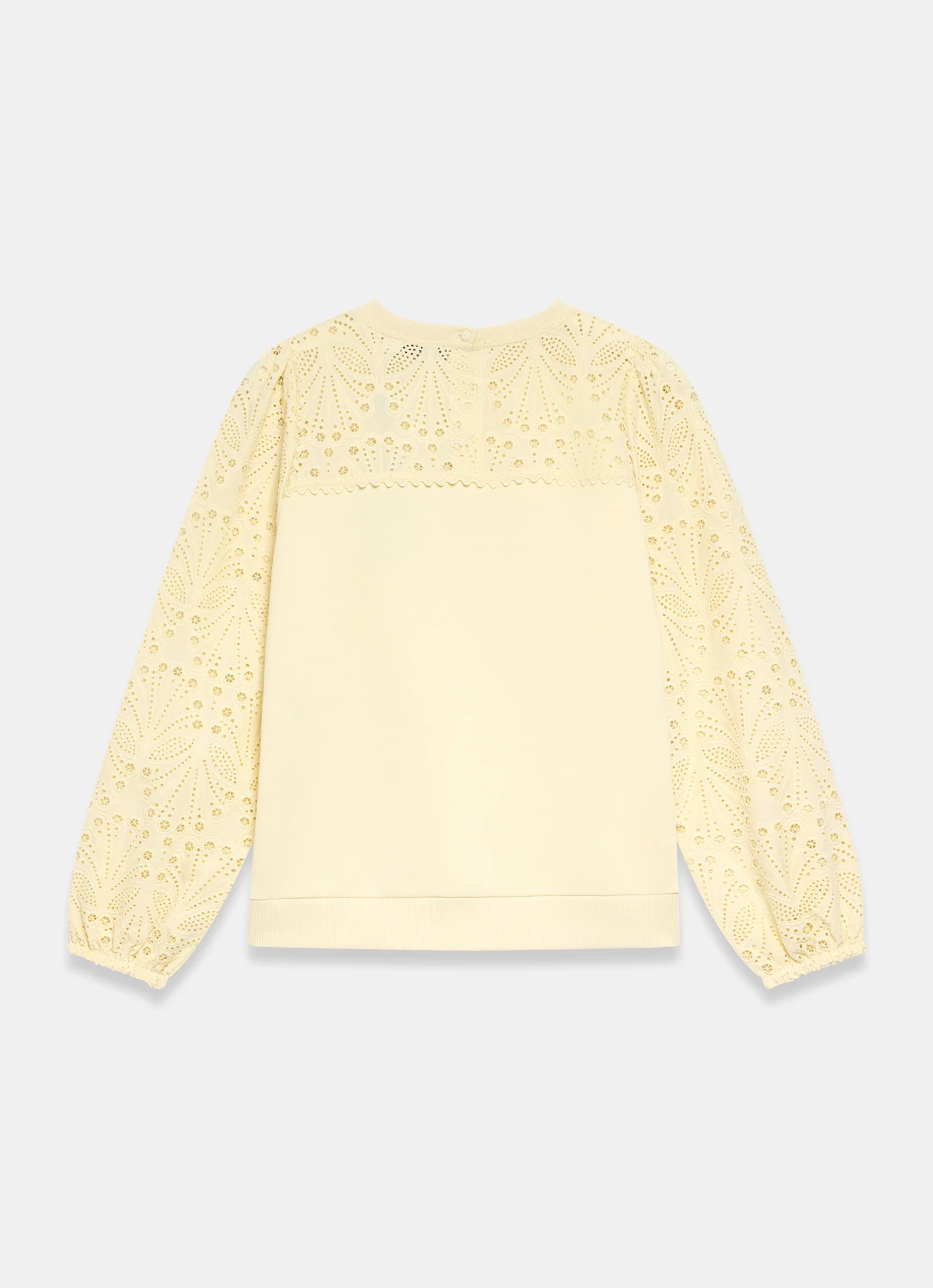 Yellow Cotton Blend Broderie Sweatshirt