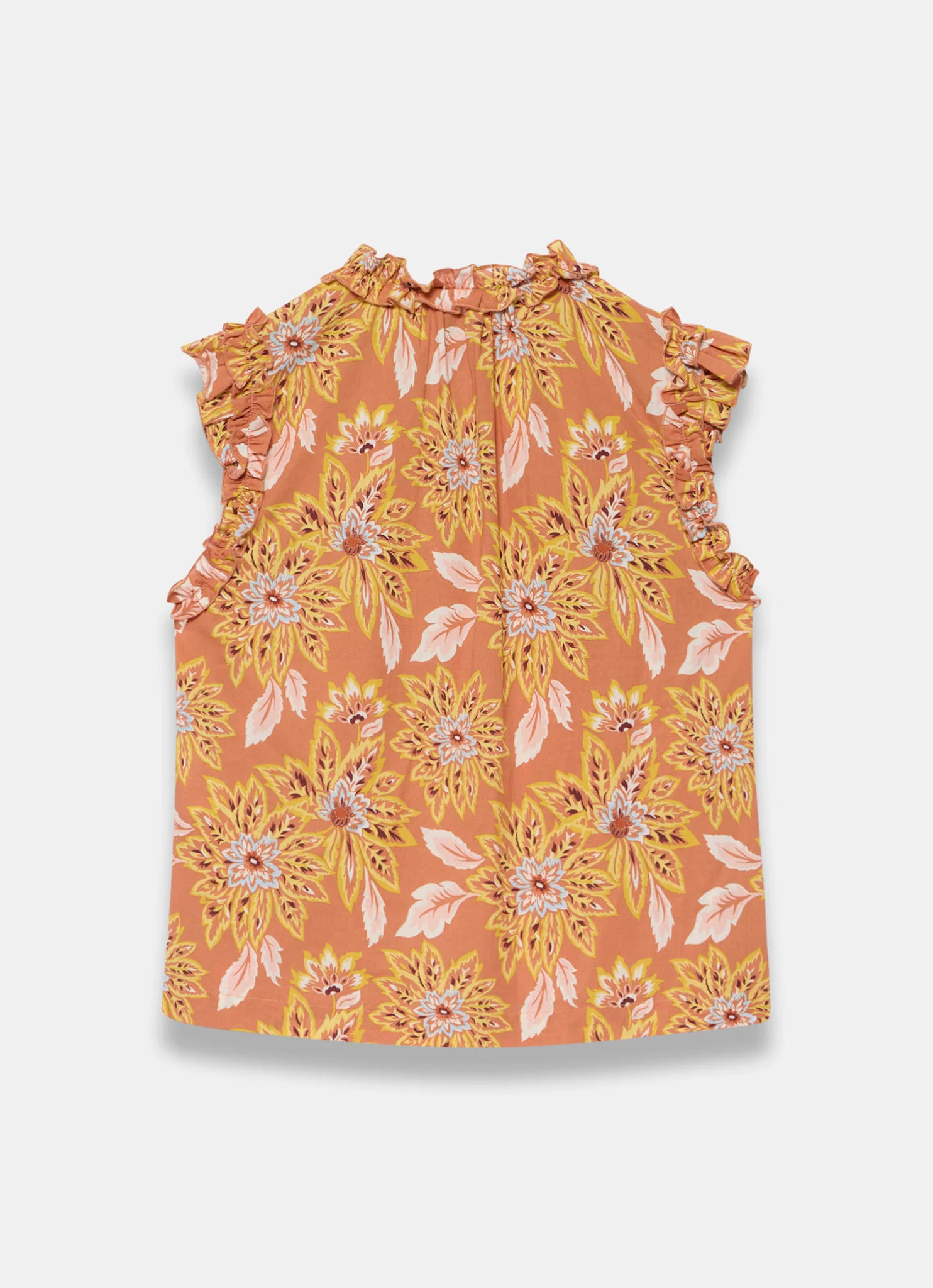 Orange Cotton Floral Print Top