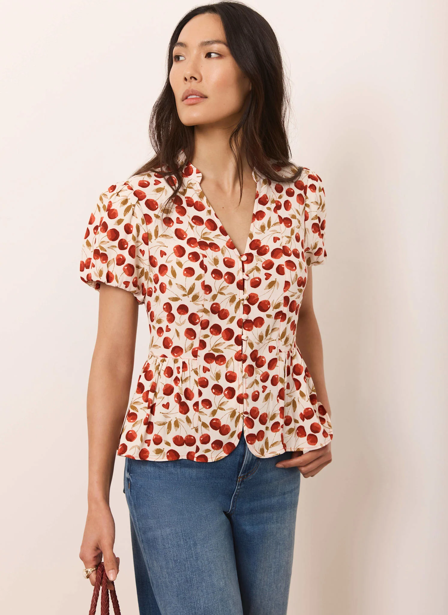 7234-red-cherry-print-puff-sleeve-top-2.webp Red Cherry Print Puff Sleeve Top