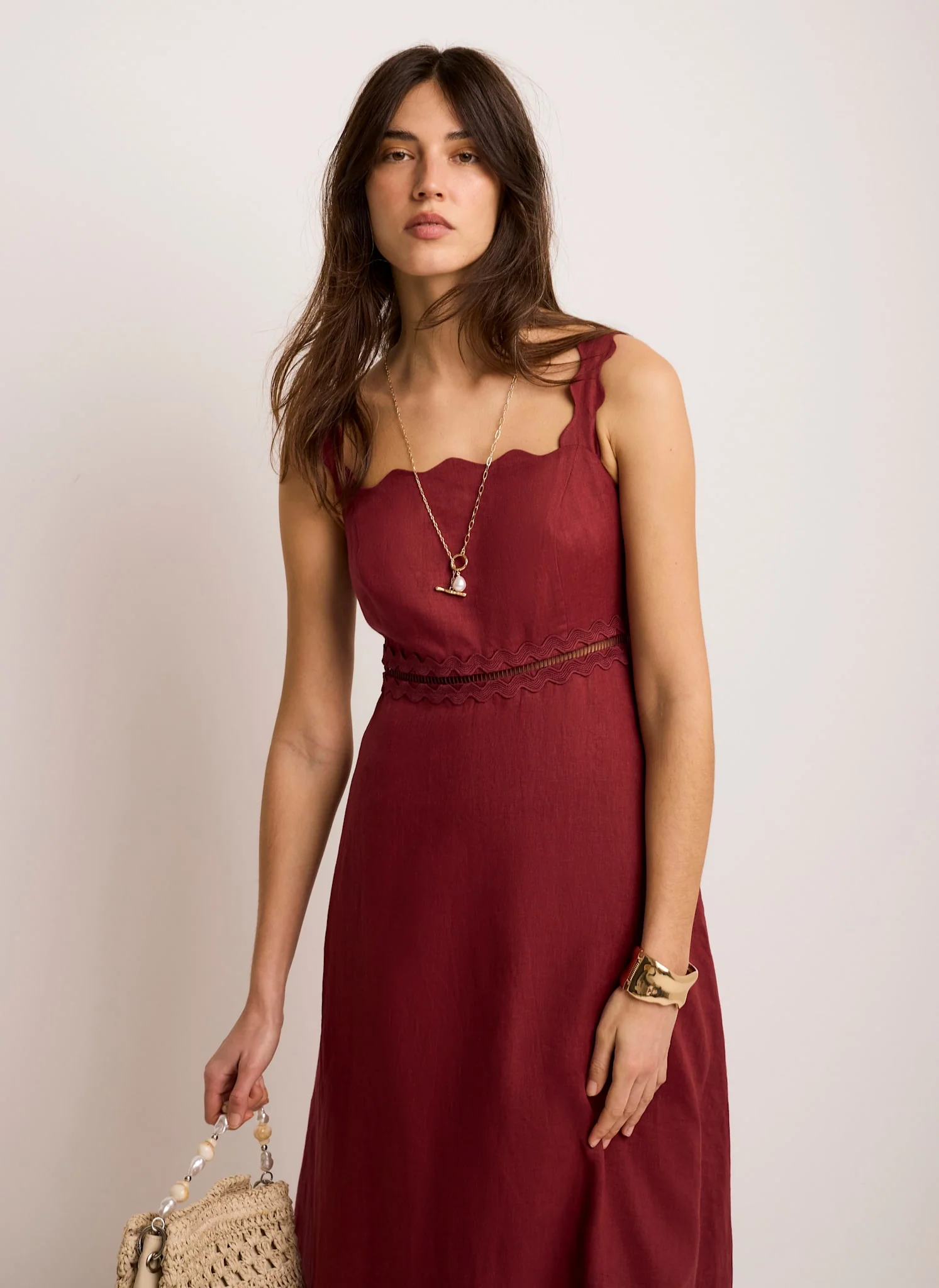 7256-burgundy-linen-scallop-trim-midi-dress-6.webp Burgundy Linen Scallop Trim Midi Dress