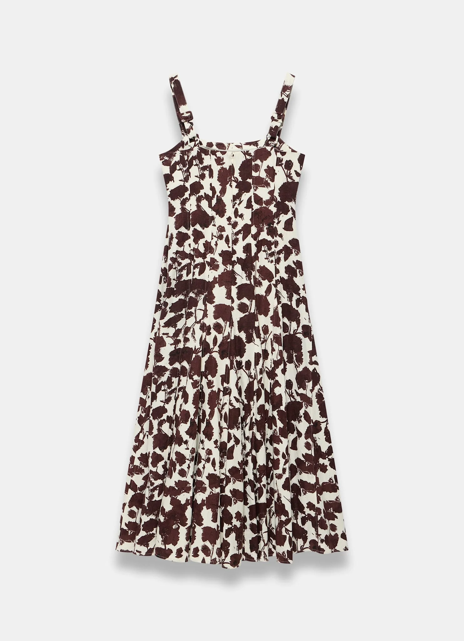 7272-brown-linen-blend-printed-midi-dress-7.webp Brown Linen Blend Printed Midi Dress