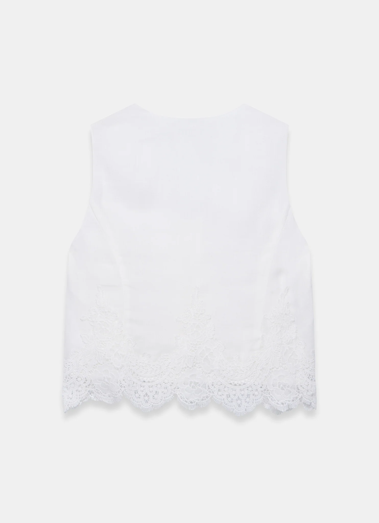 White Ramie Lace Detail Top