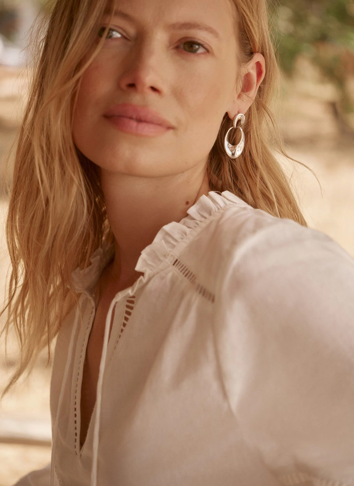 White Cotton Broderie Blouse