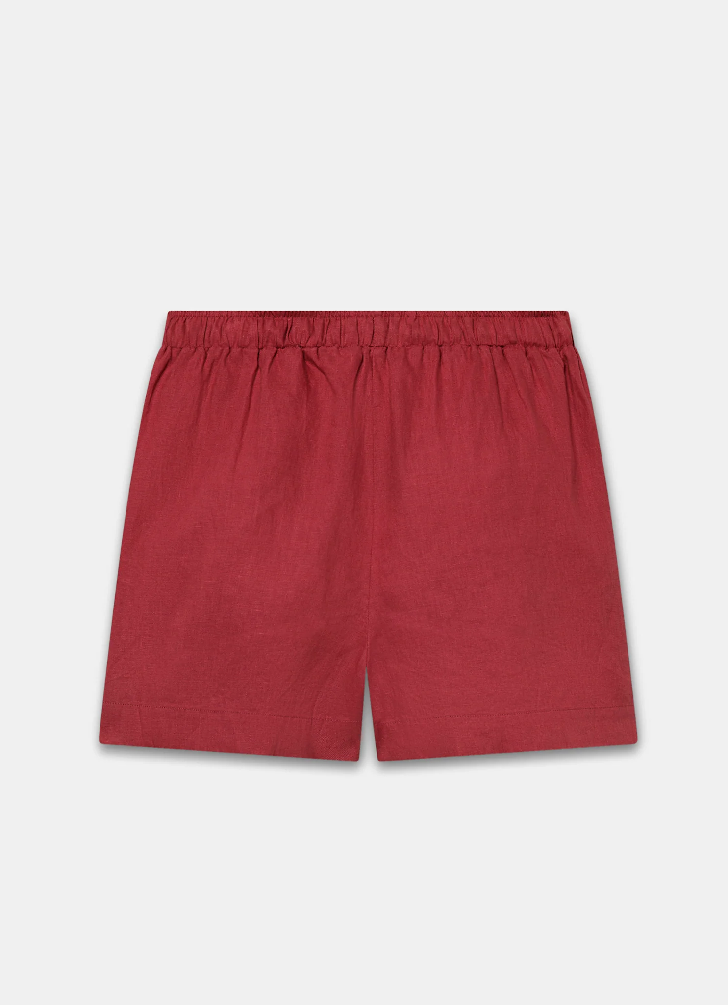 Red Linen Drawstring Shorts