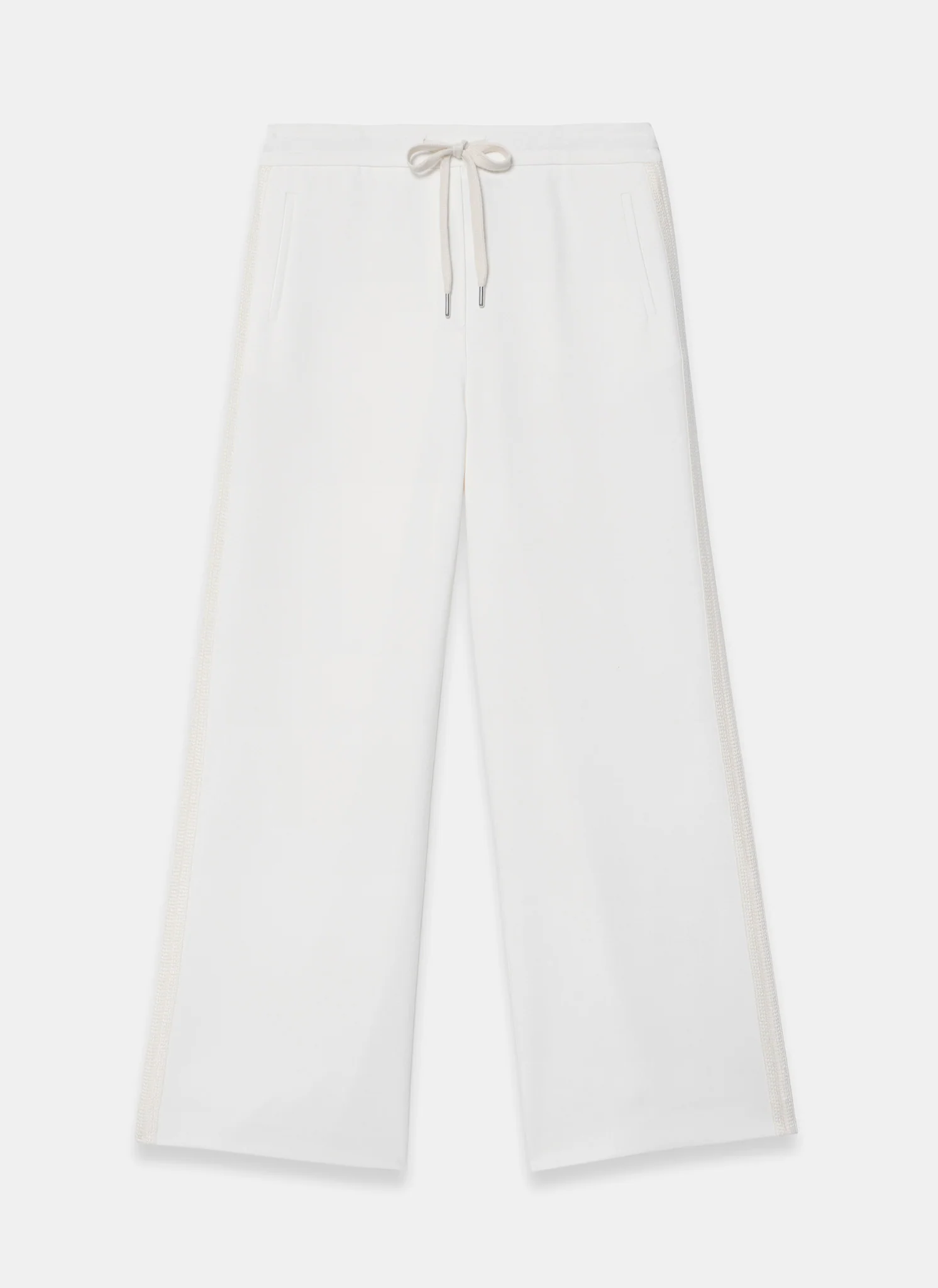 Cream Crochet Side Stripe Trousers