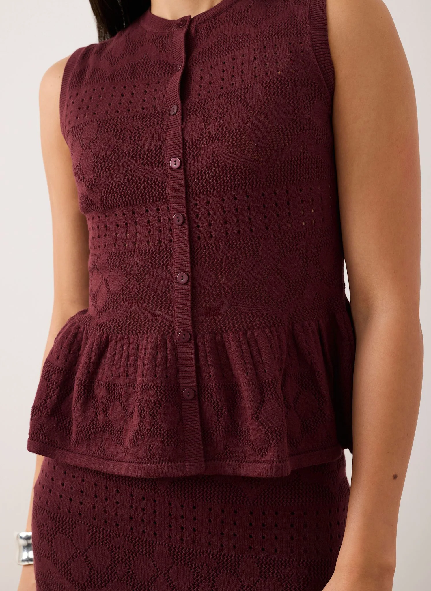 Burgundy Peplum Knit Top