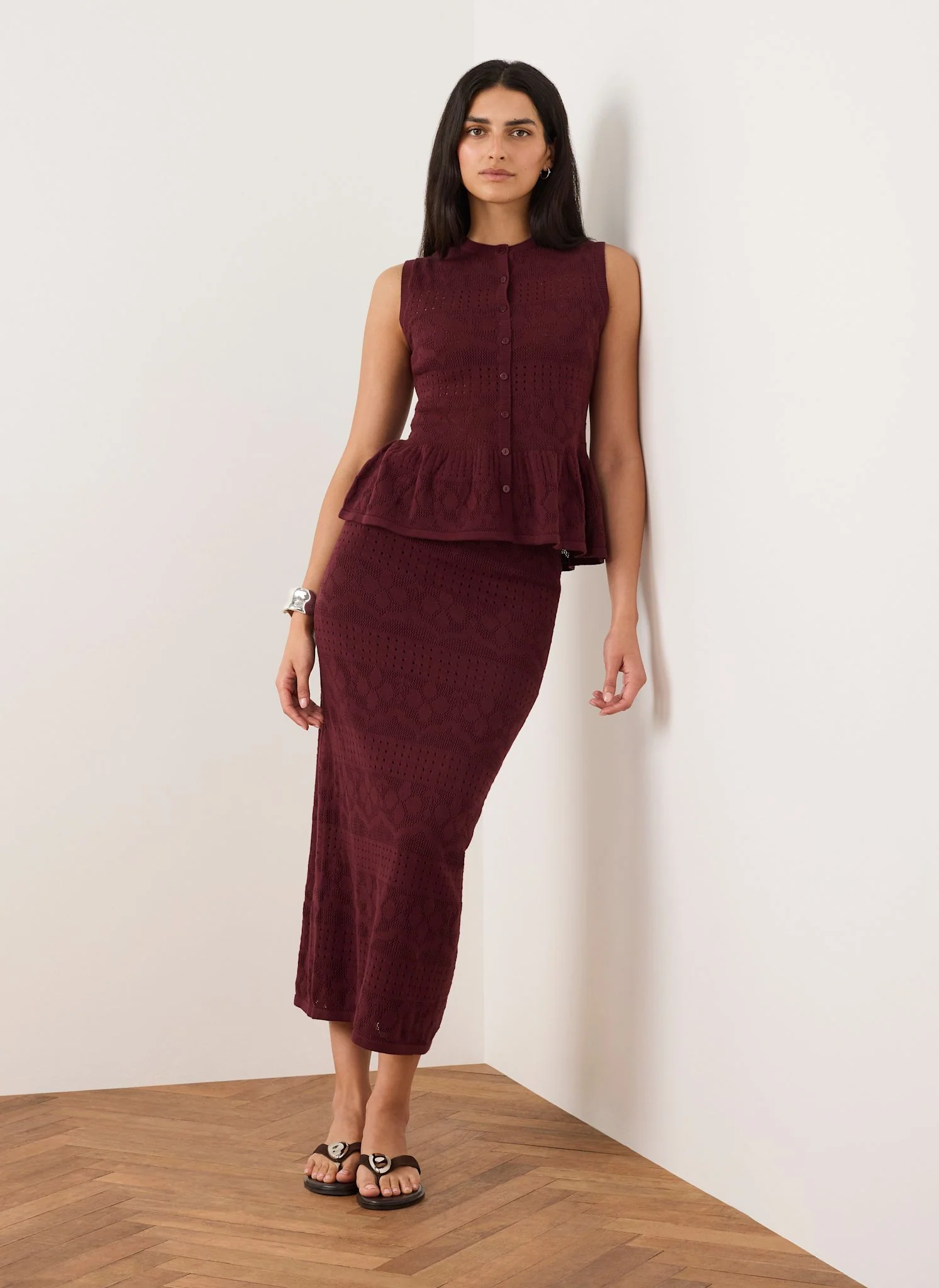 Burgundy Peplum Knit Top