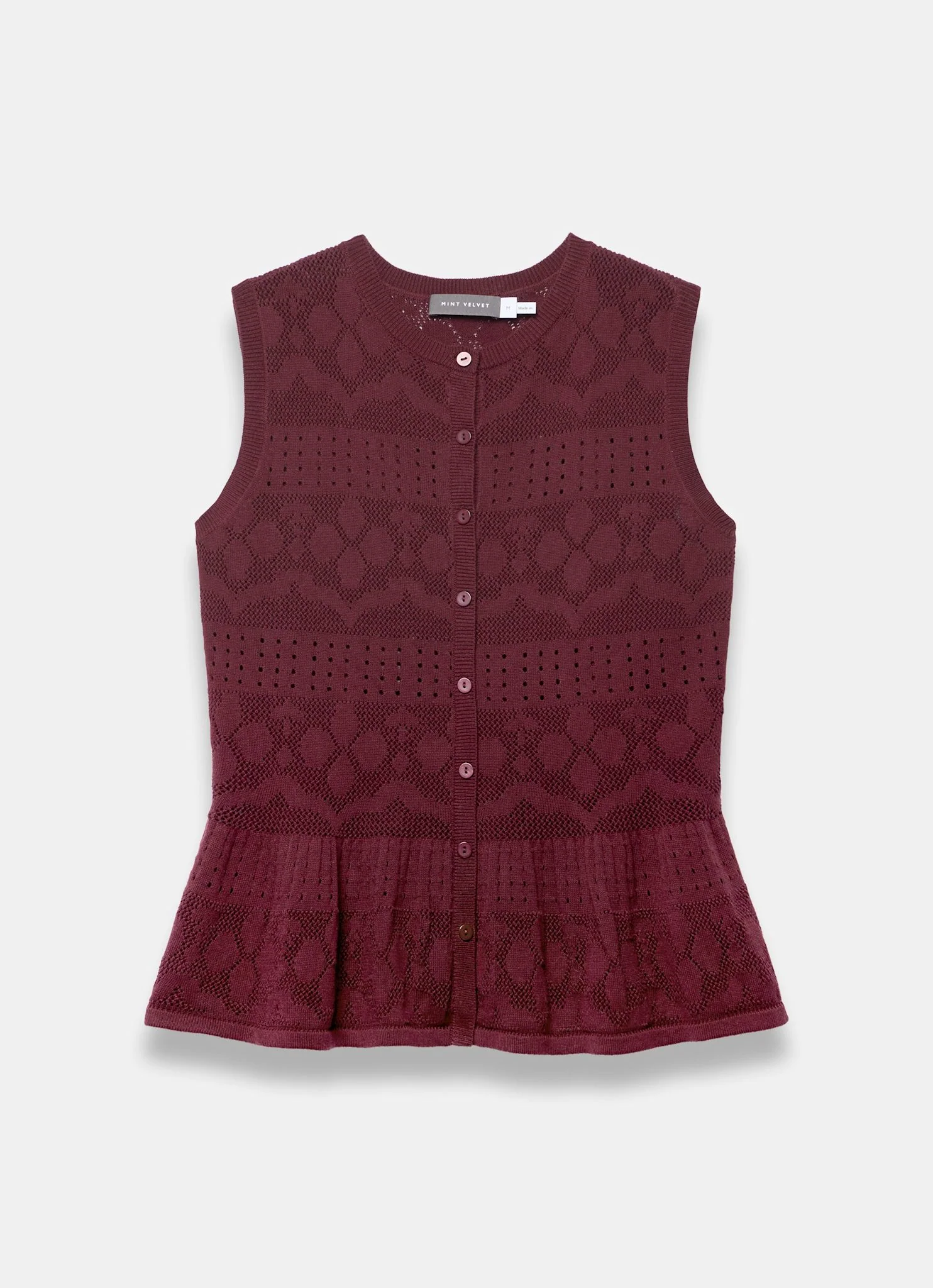 Burgundy Peplum Knit Top