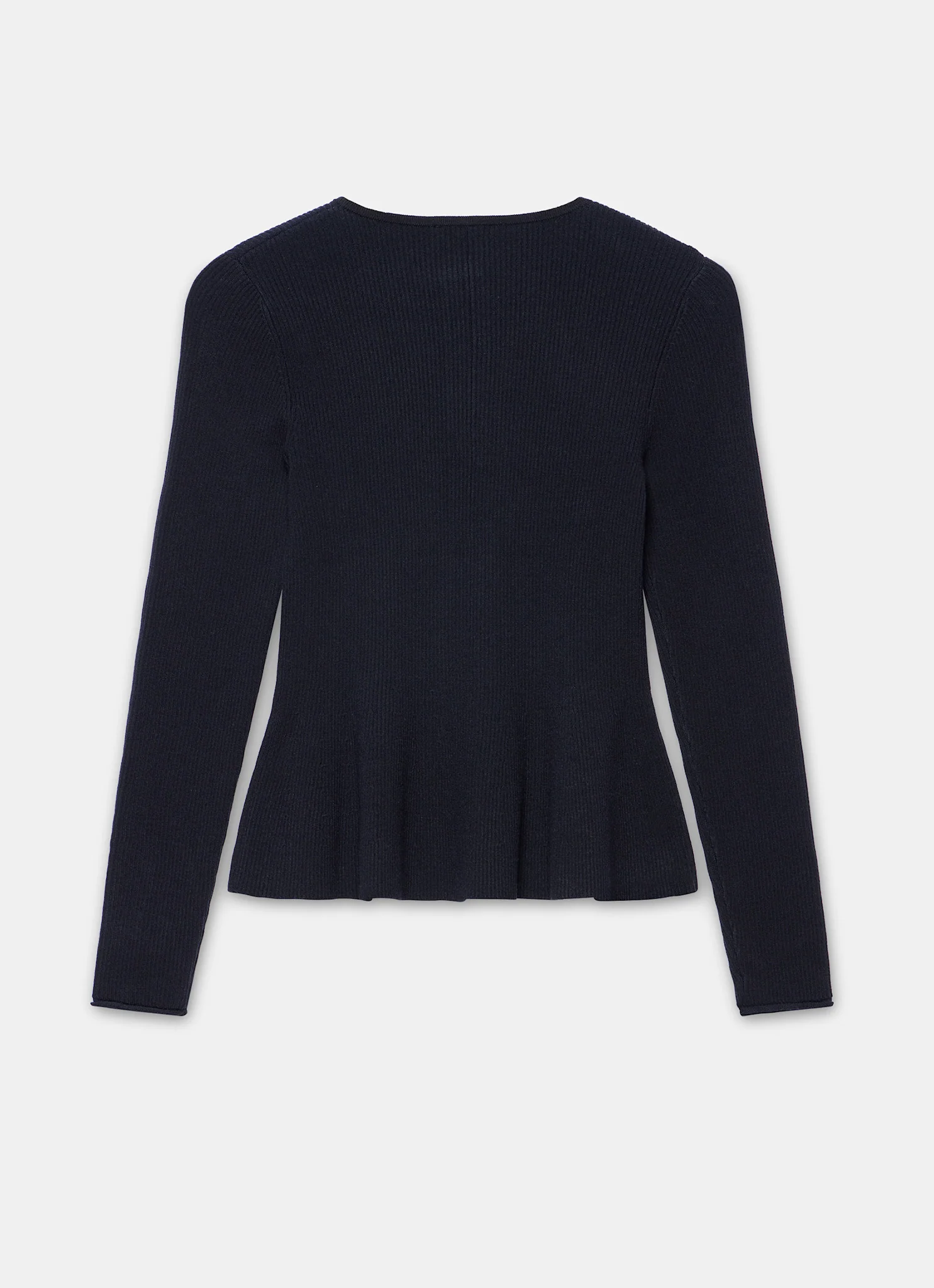 Navy Peplum Knit Cardigan