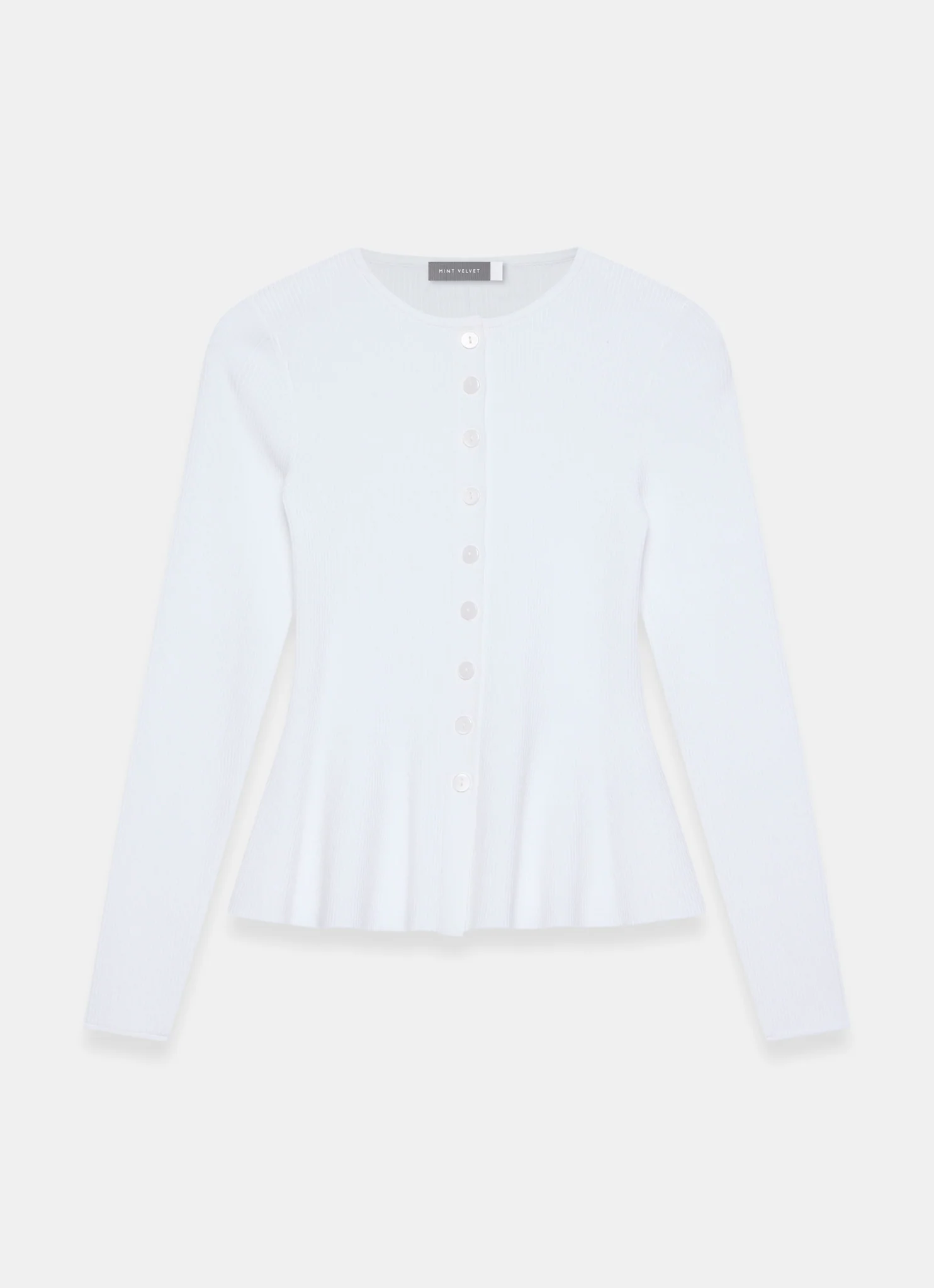 White Peplum Knit Cardigan