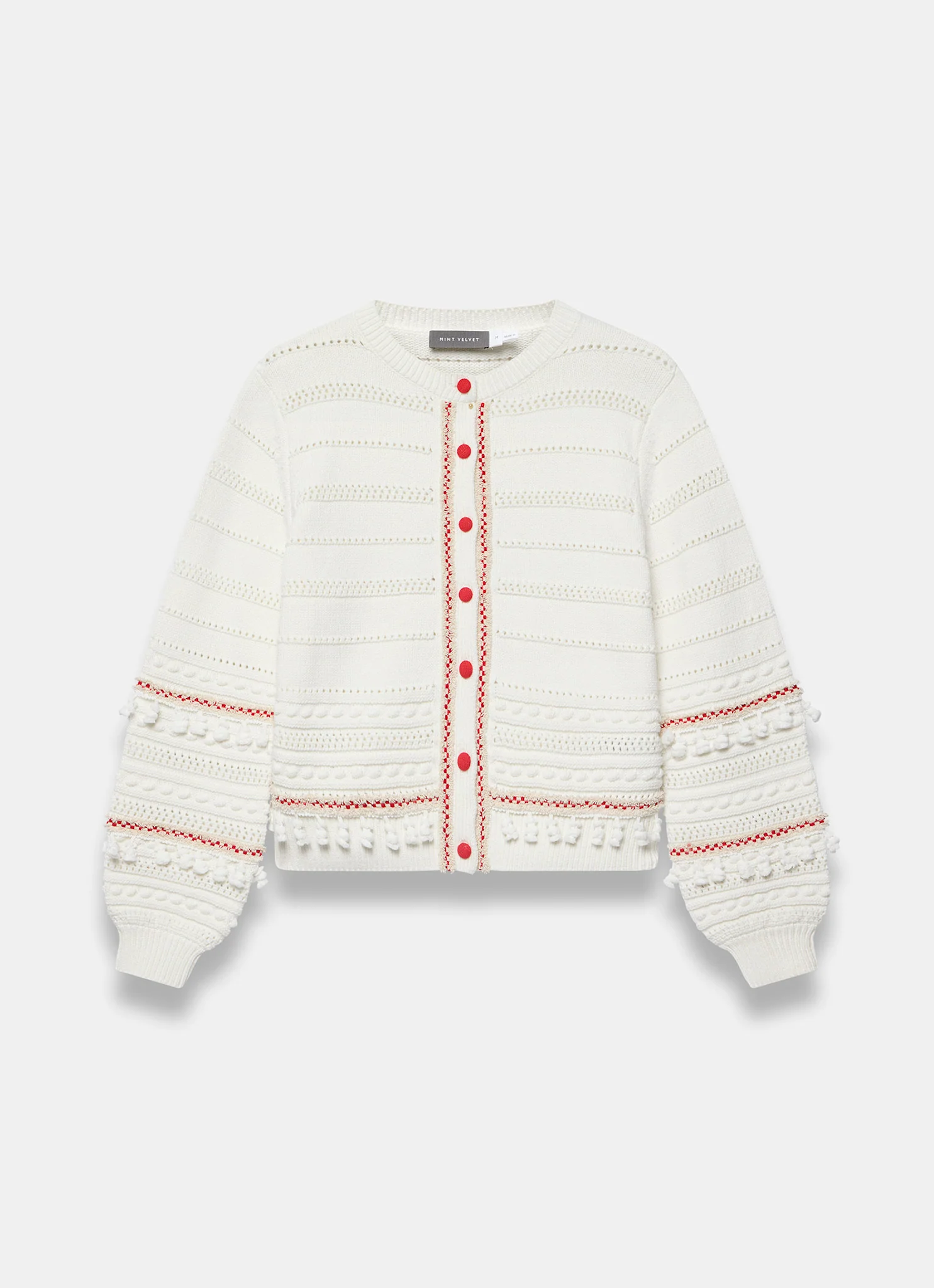 Cream Cotton Blend Tassel Cardigan