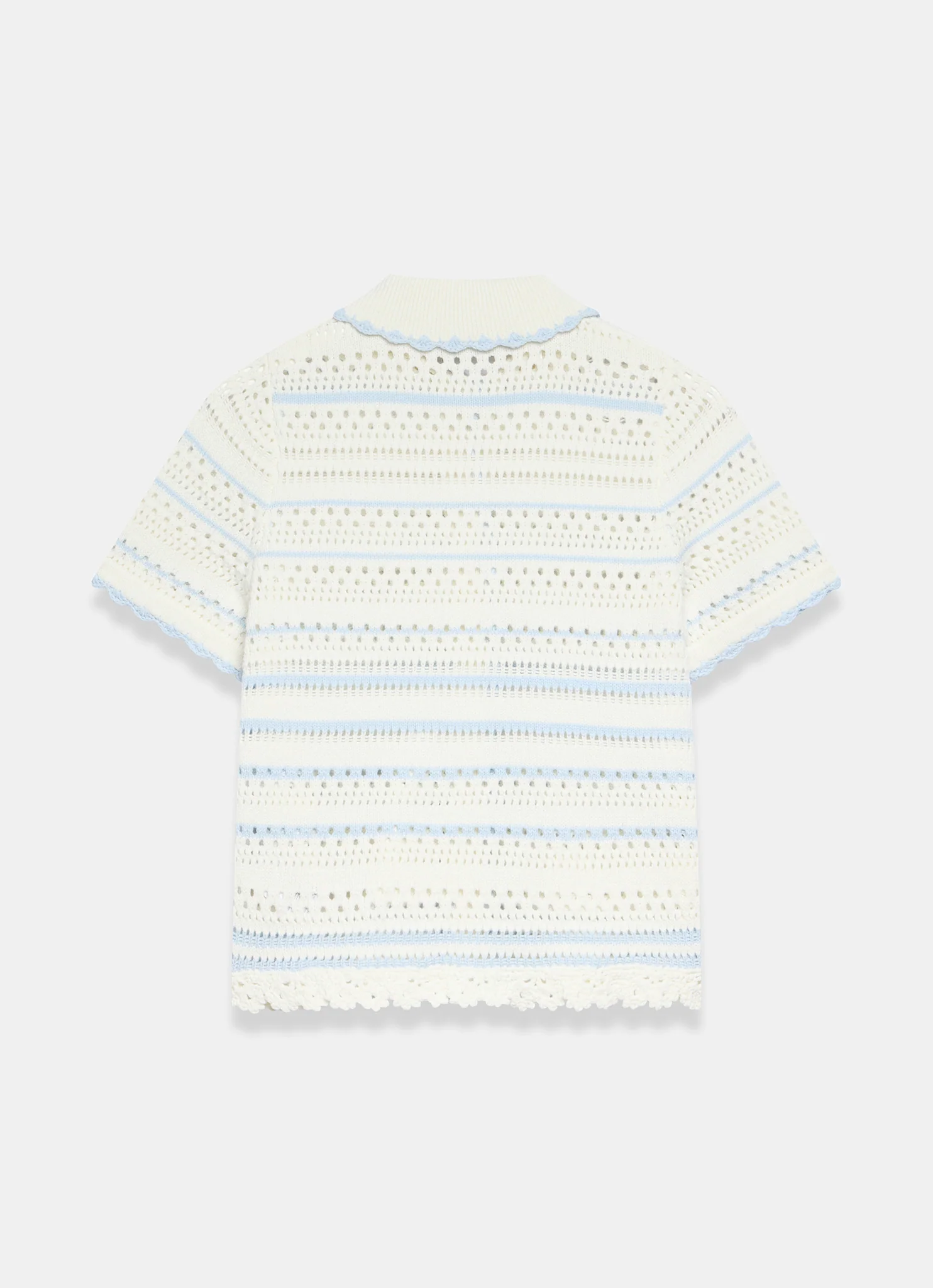 Cream Cotton Blend Stripe Crochet Top