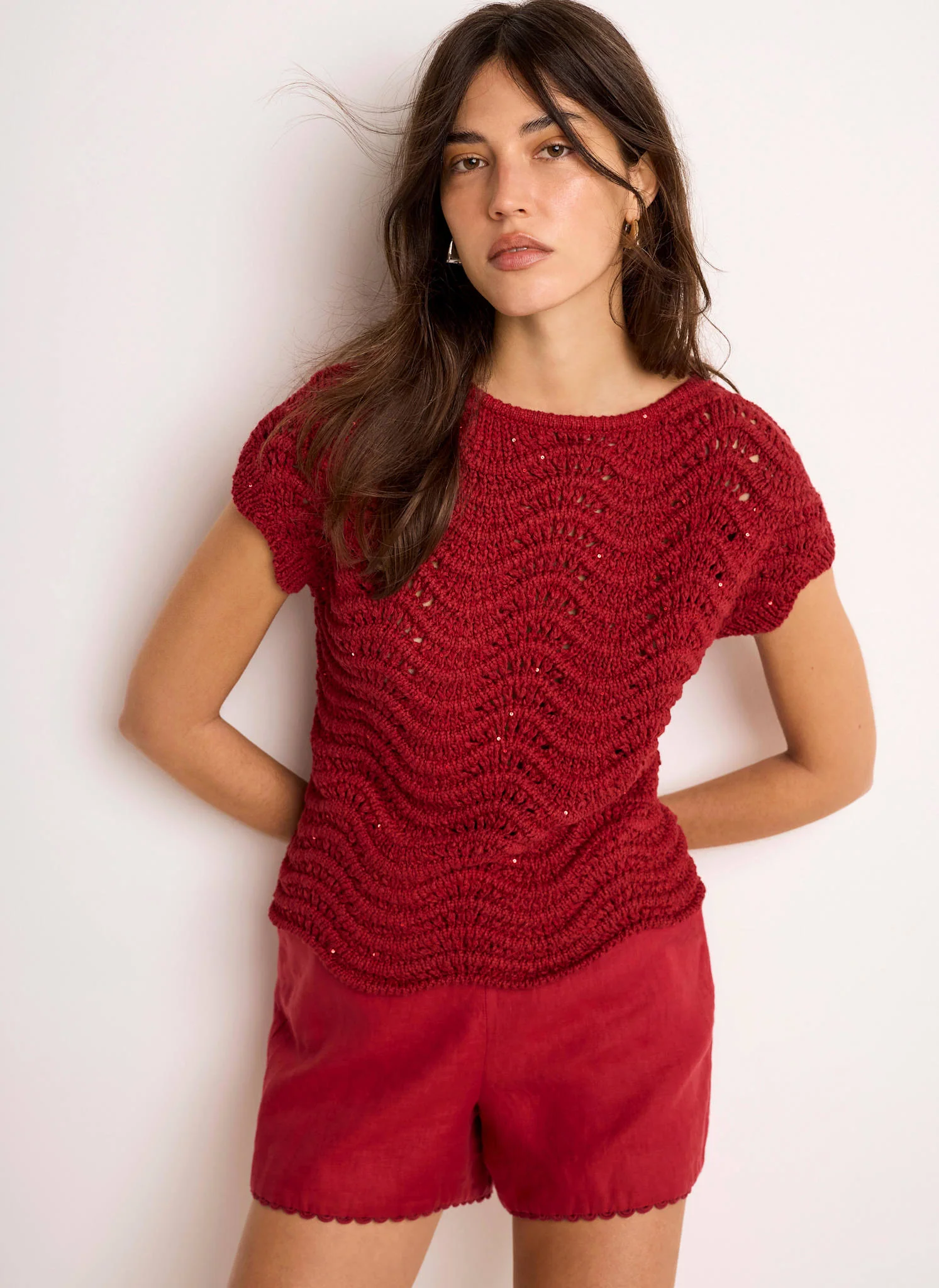 7704-red-embellished-crochet-knit-top-2.webp Red Embellished Crochet Knit Top