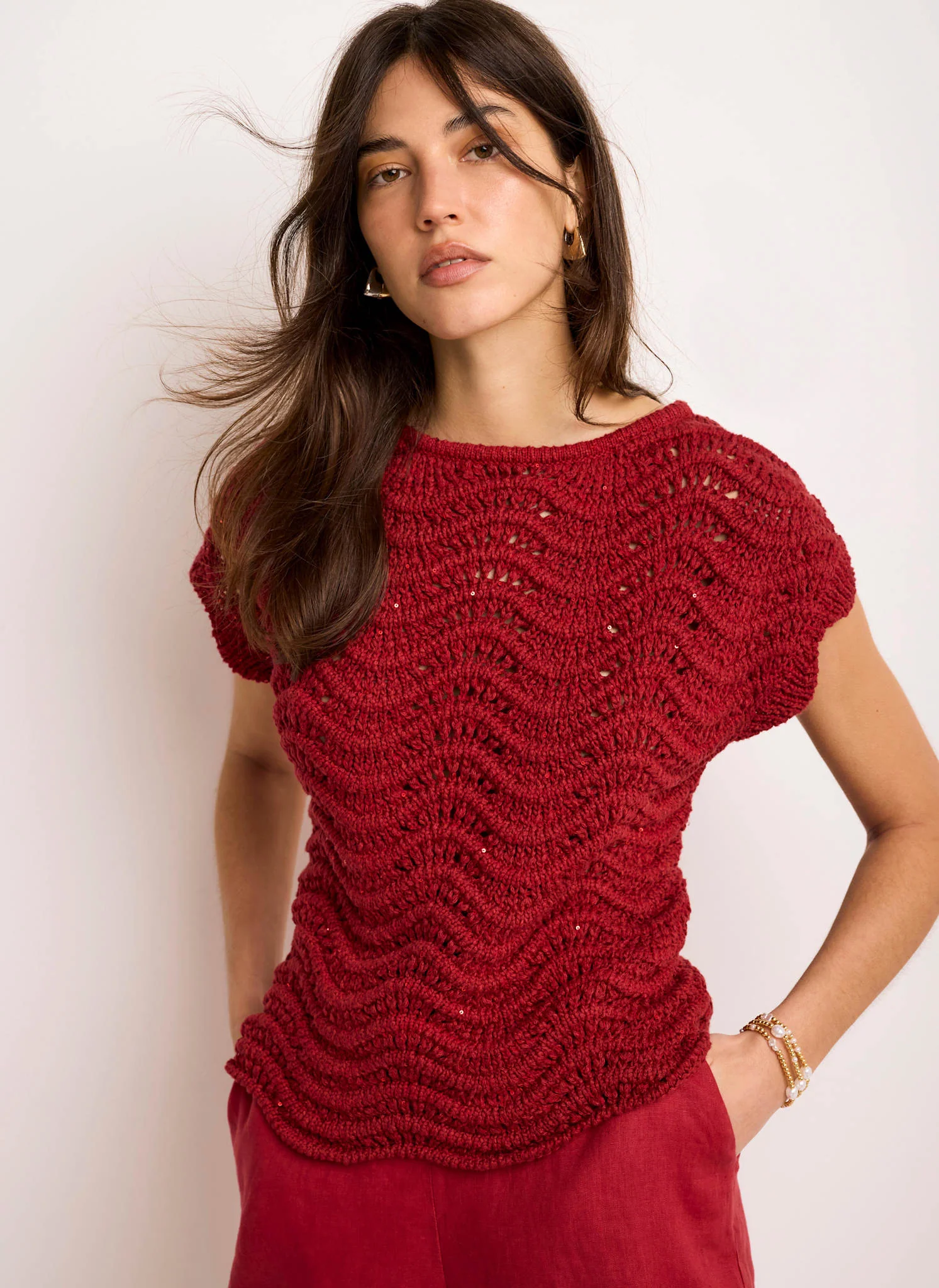 7704-red-embellished-crochet-knit-top-4.webp Red Embellished Crochet Knit Top