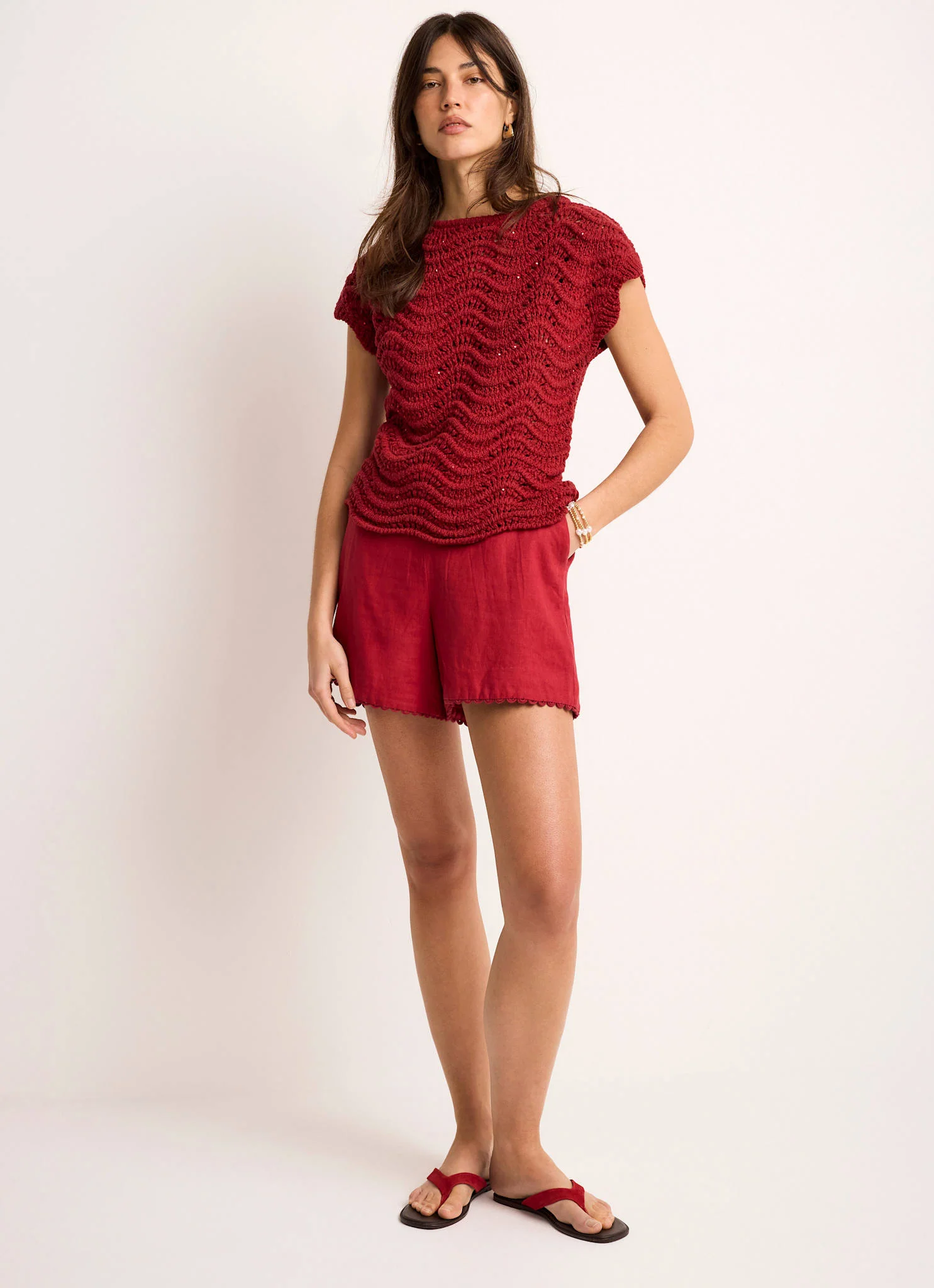 7704-red-embellished-crochet-knit-top-5.webp Red Embellished Crochet Knit Top