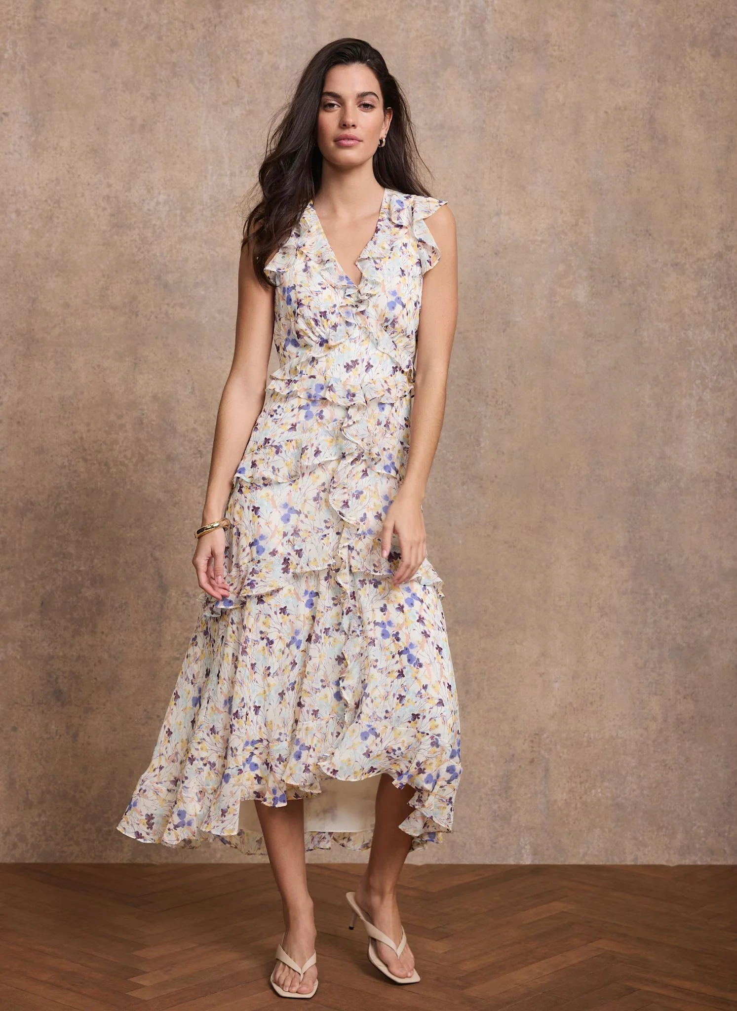 7716-blue-floral-print-ruffle-midi-dress-4.webp Blue Floral Print Ruffle Midi Dress