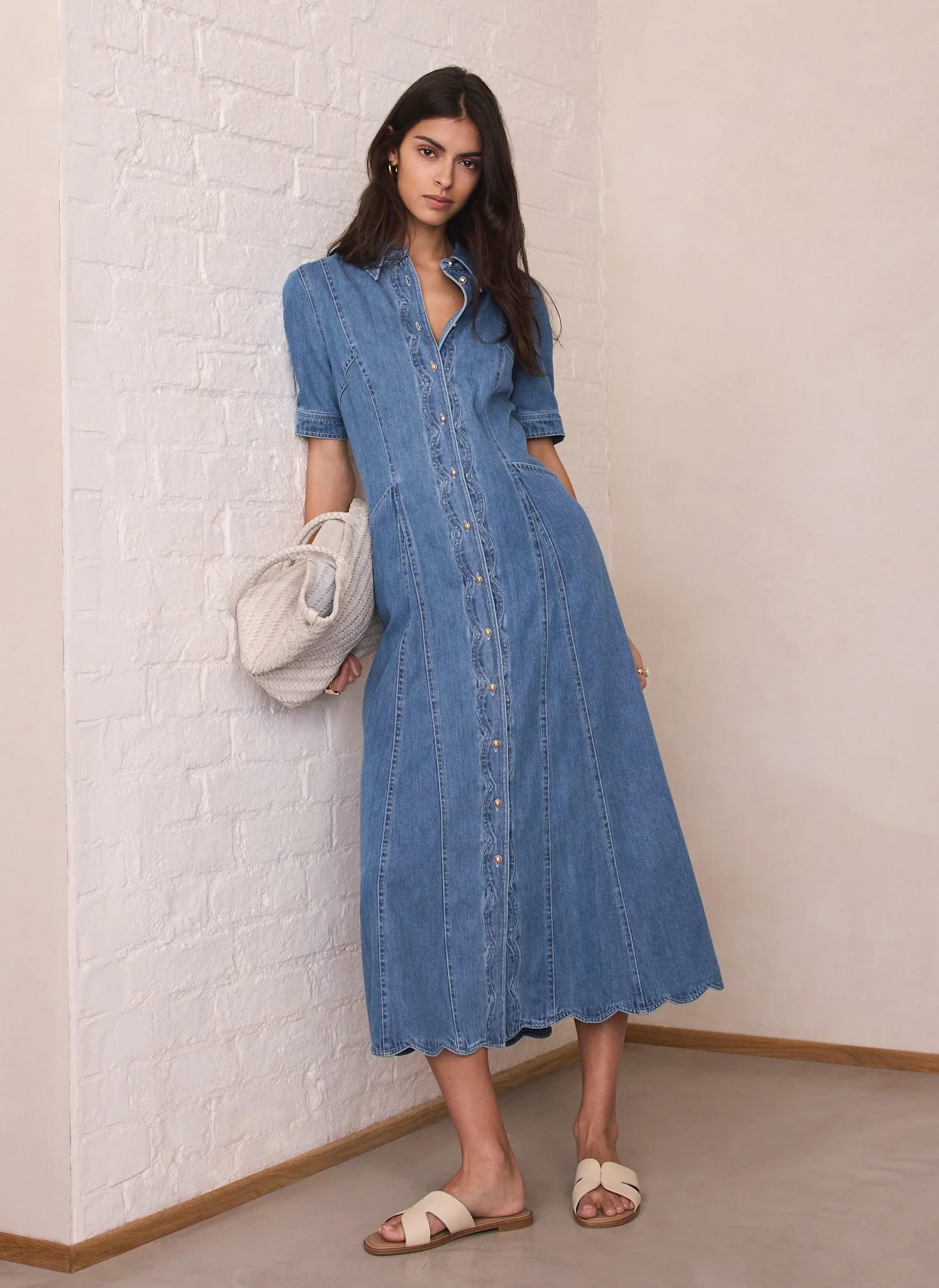 7724-indigo-denim-scallop-detail-midi-dress-1.webp Indigo Denim Scallop Detail Midi Dress