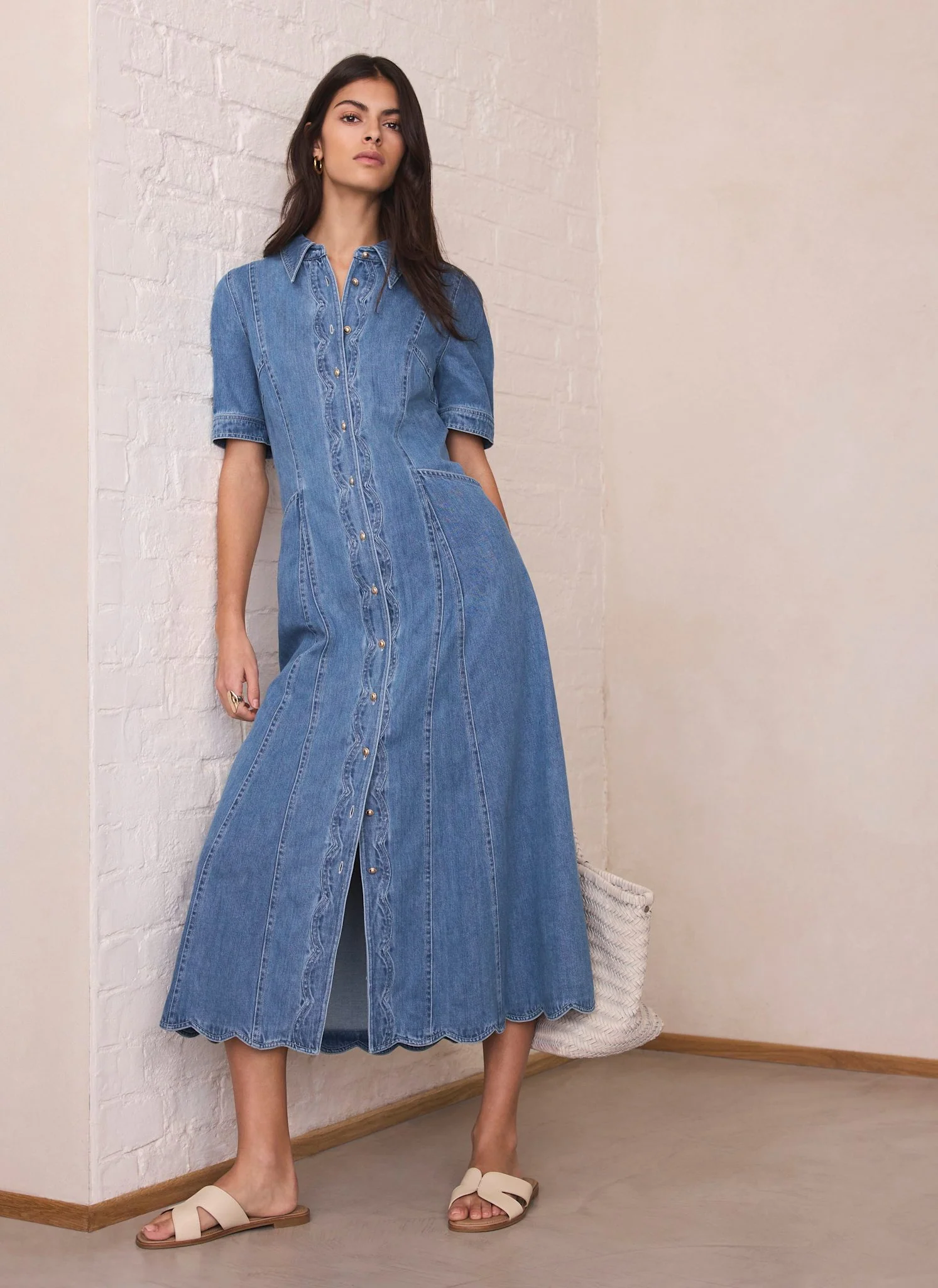 7724-indigo-denim-scallop-detail-midi-dress-2.webp Indigo Denim Scallop Detail Midi Dress
