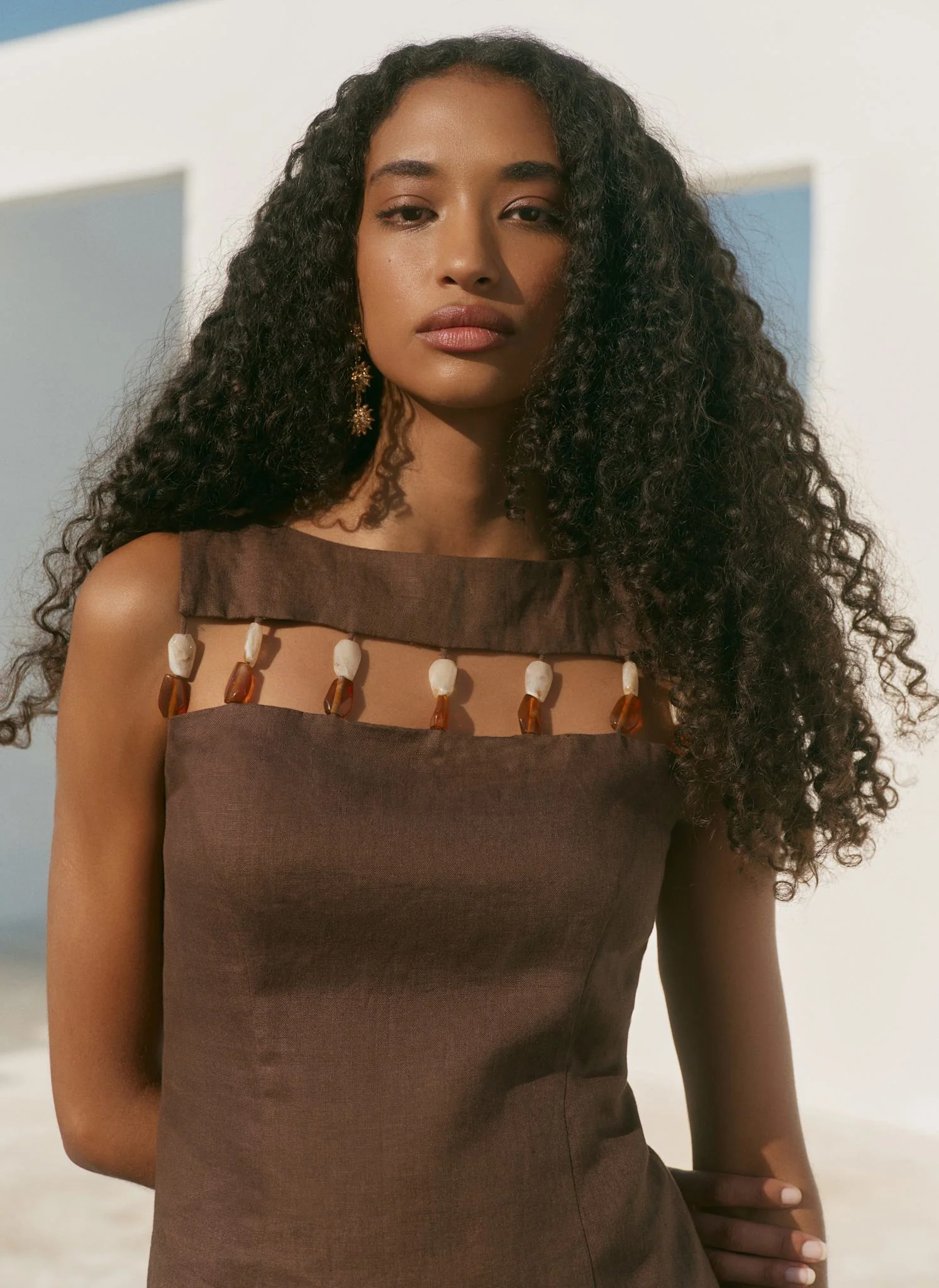 7760-brown-linen-beaded-mini-dress-3.webp Brown Linen Beaded Mini Dress
